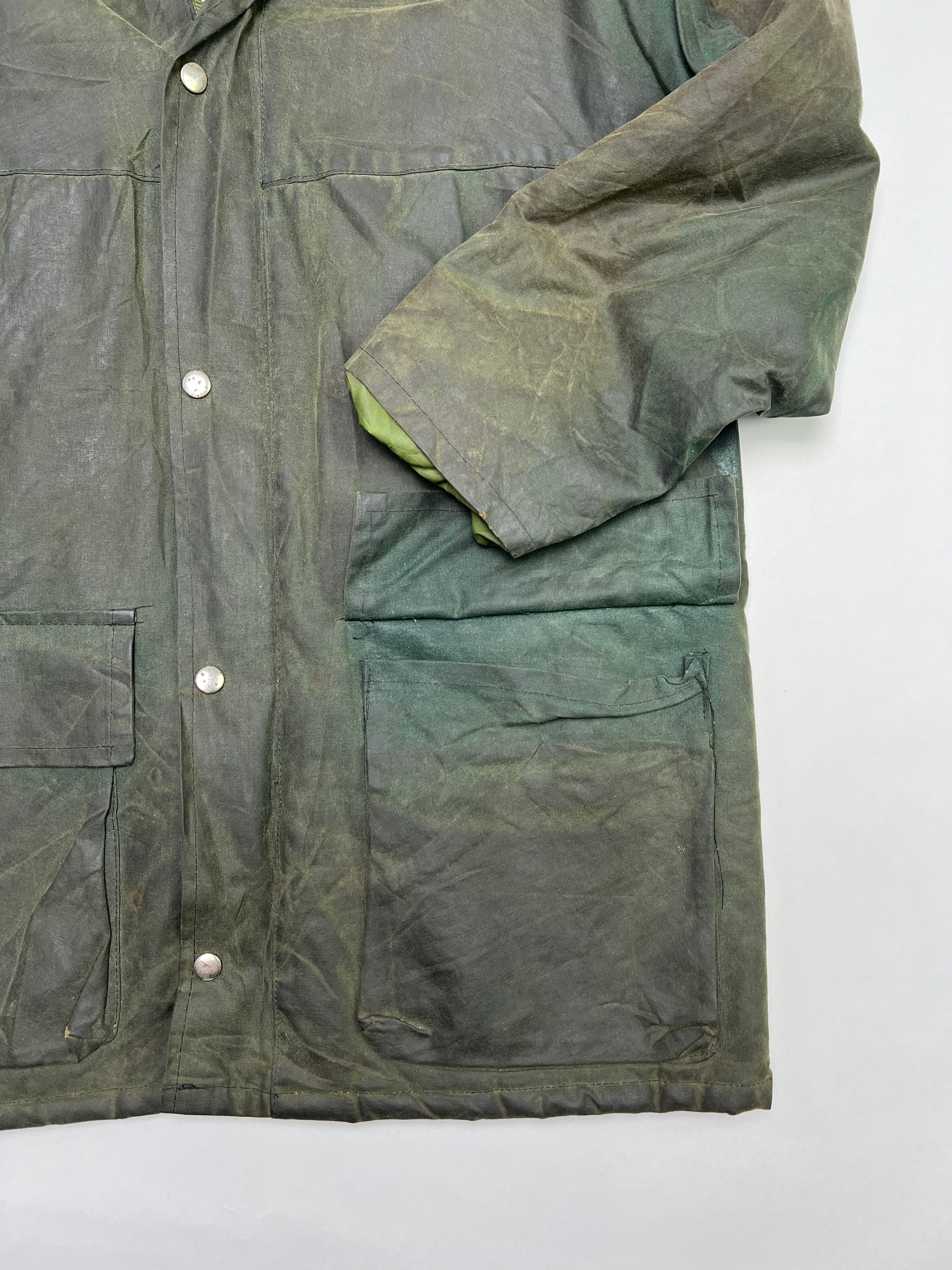 VINTAGE WAXED PARKA HUNTING JACKET GREEN - XS