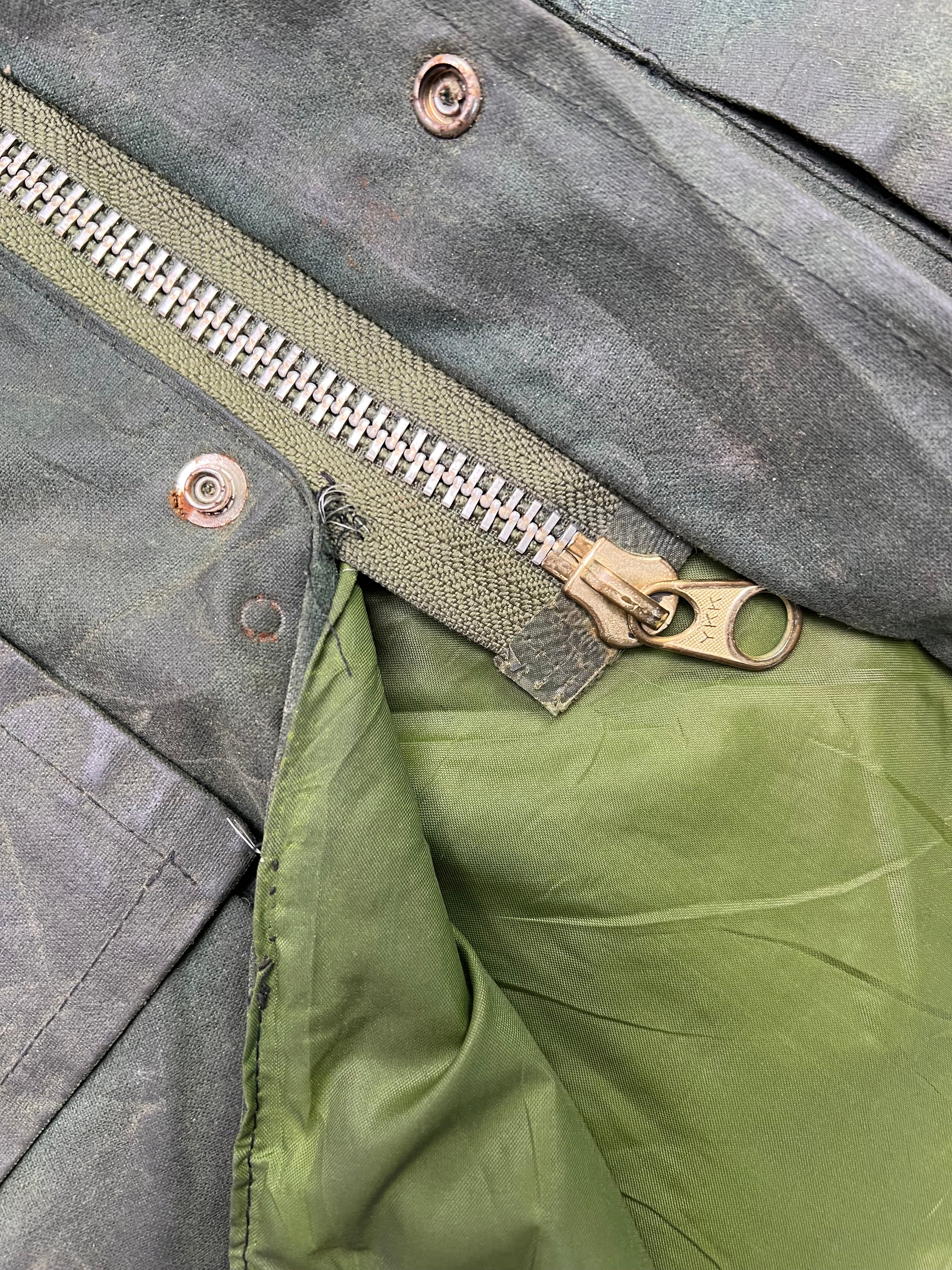 VINTAGE WAXED PARKA HUNTING JACKET GREEN - XS