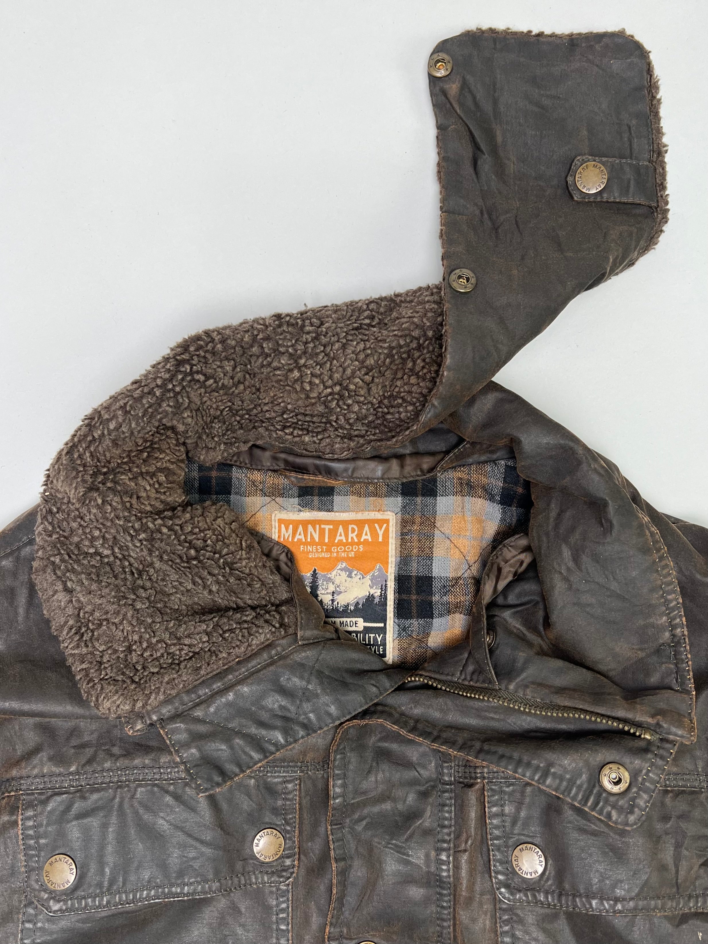 VINTAGE WAXED HUNTING BOMBER JACKET BROWN - XL