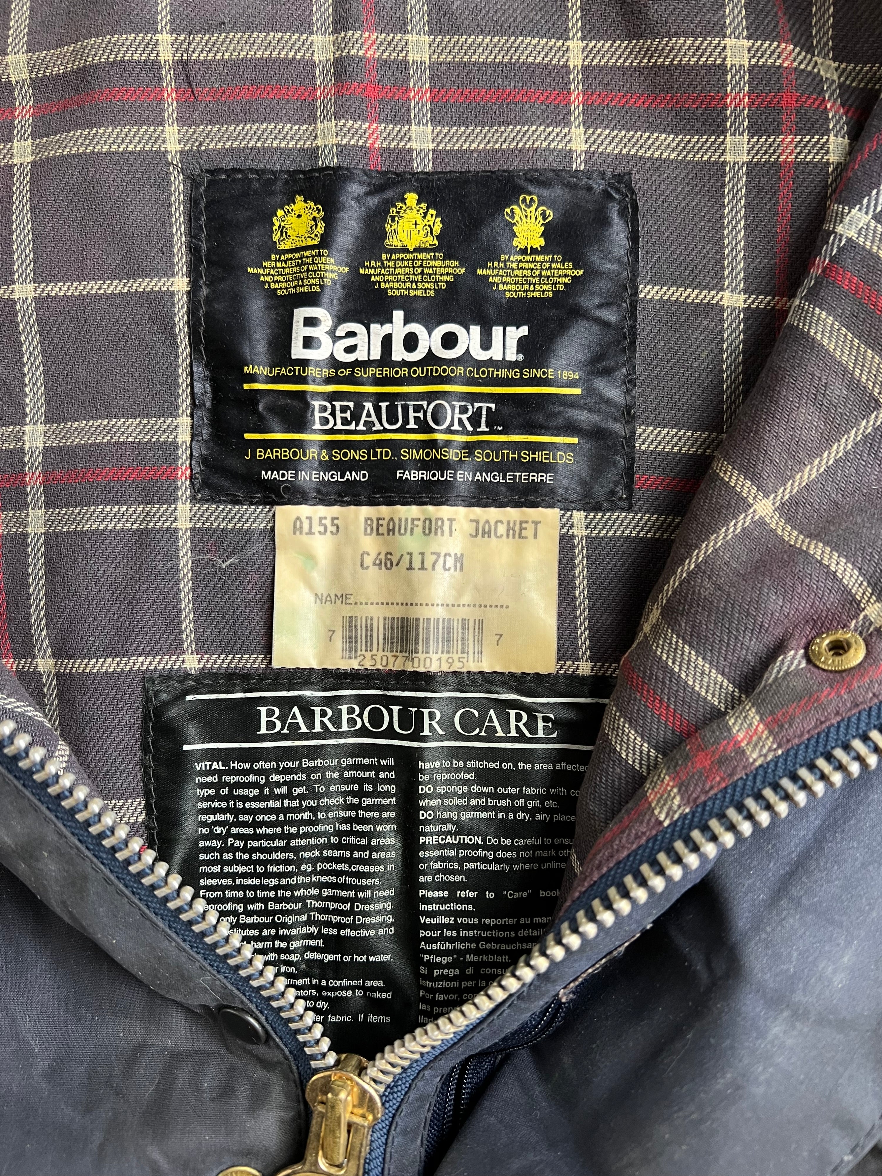 BARBOUR BEAUFORT WAXED JACKET BLUE - L/XL