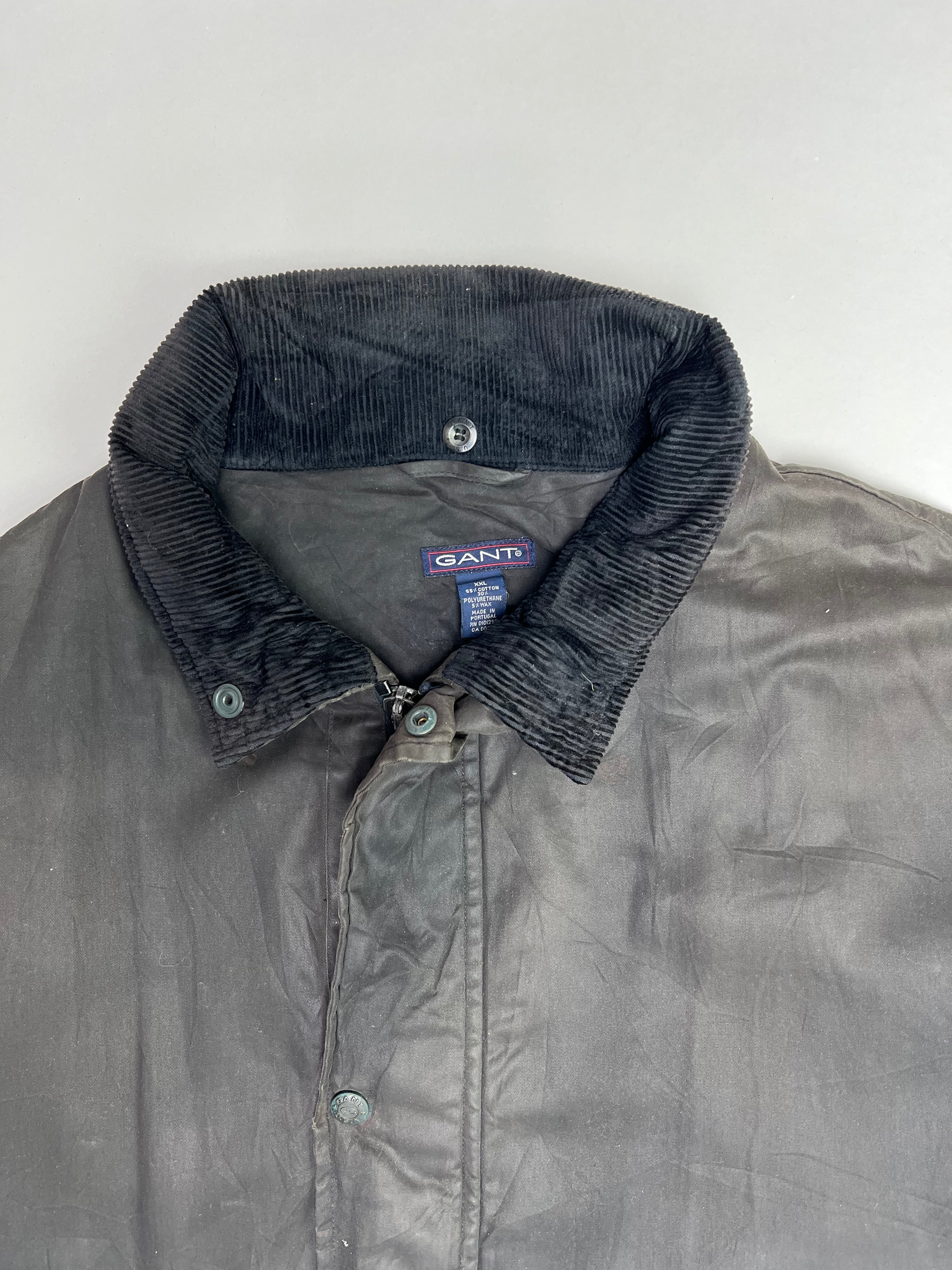 VINTAGE GANT WAXED JACKET BLACK - XXL