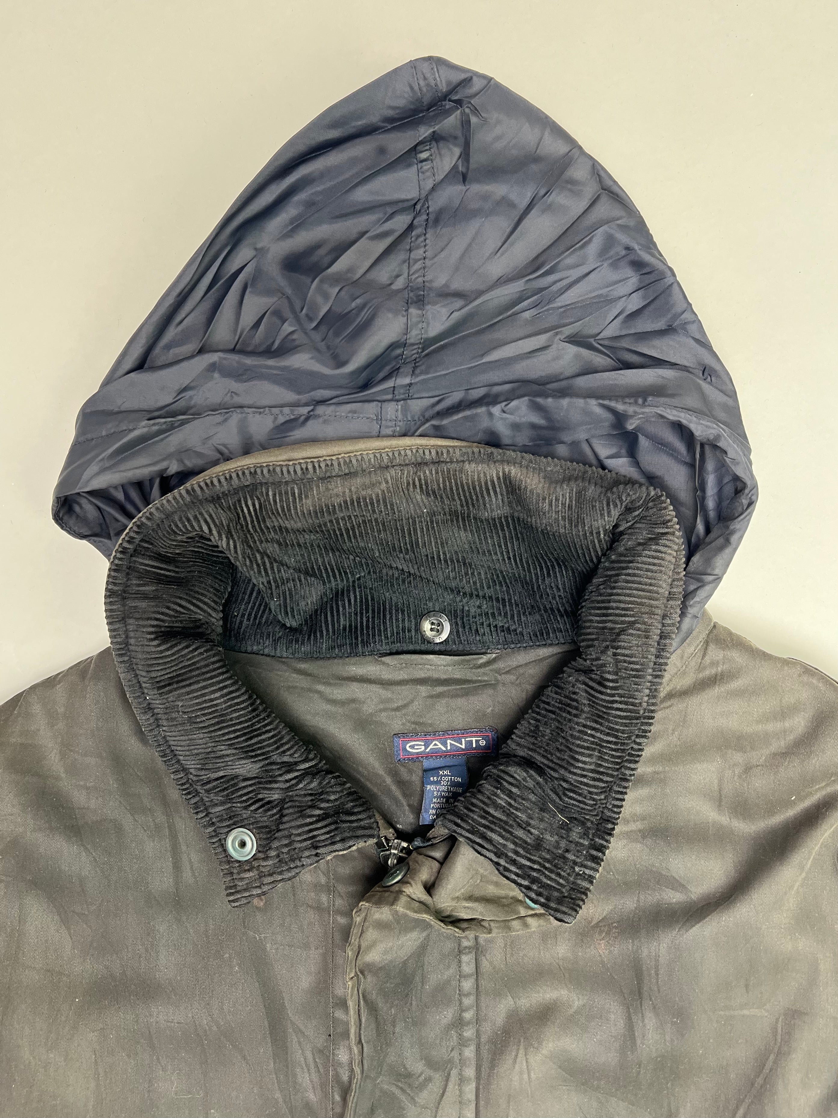 VINTAGE GANT WAXED JACKET BLACK - XXL