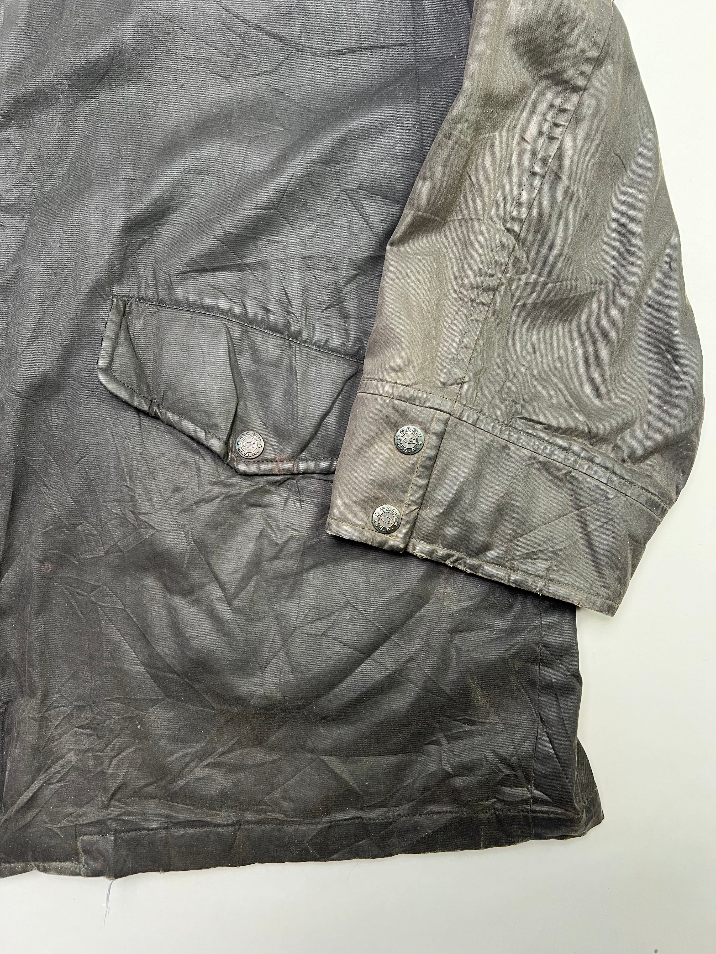 VINTAGE GANT WAXED JACKET BLACK - XXL