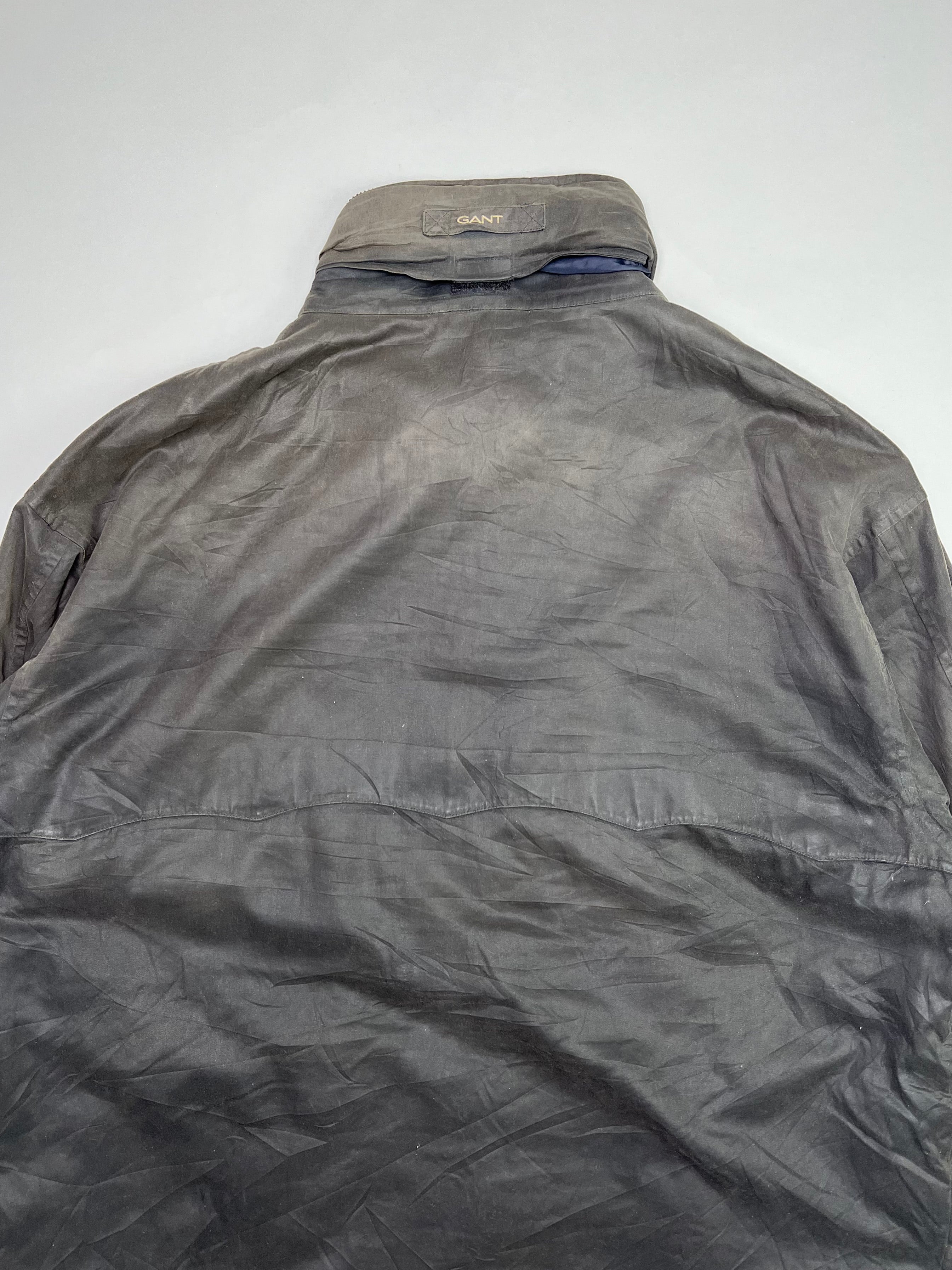 VINTAGE GANT WAXED JACKET BLACK - XXL