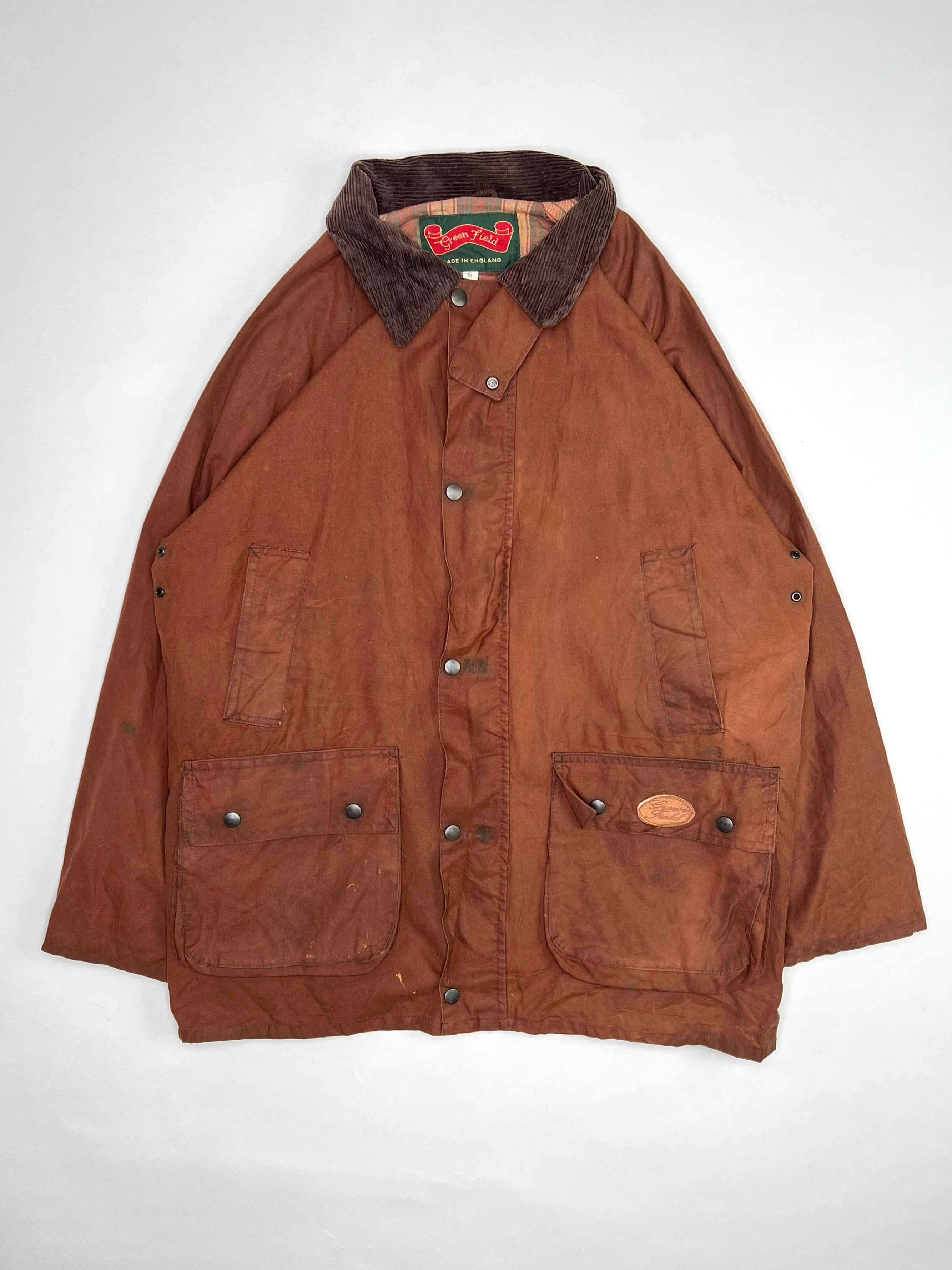 VINTAGE WAXED PARKA HUNTING JACKET BROWN -S