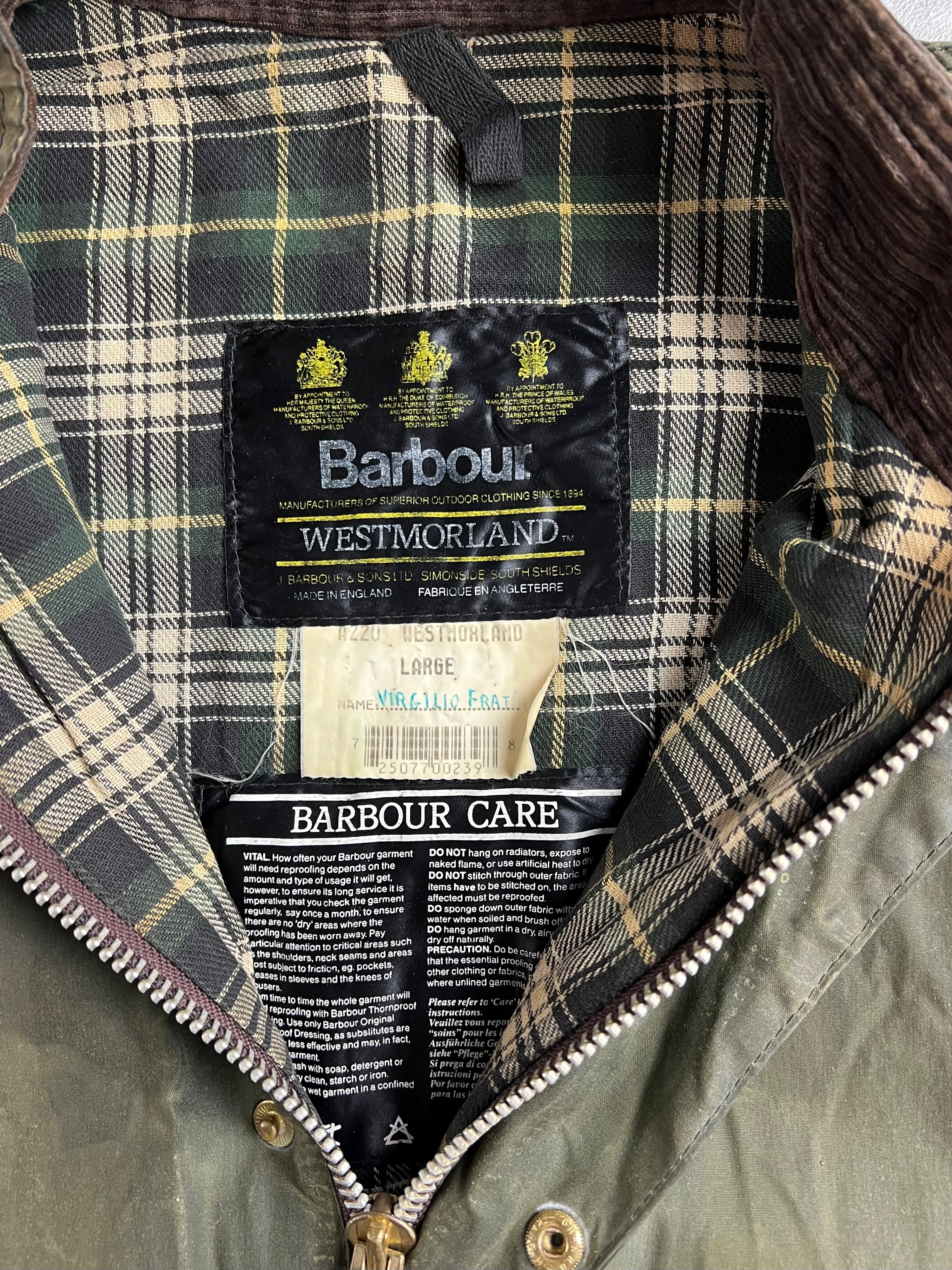 BARBOUR WESTMORLAND WAXED VEST GREEN - L