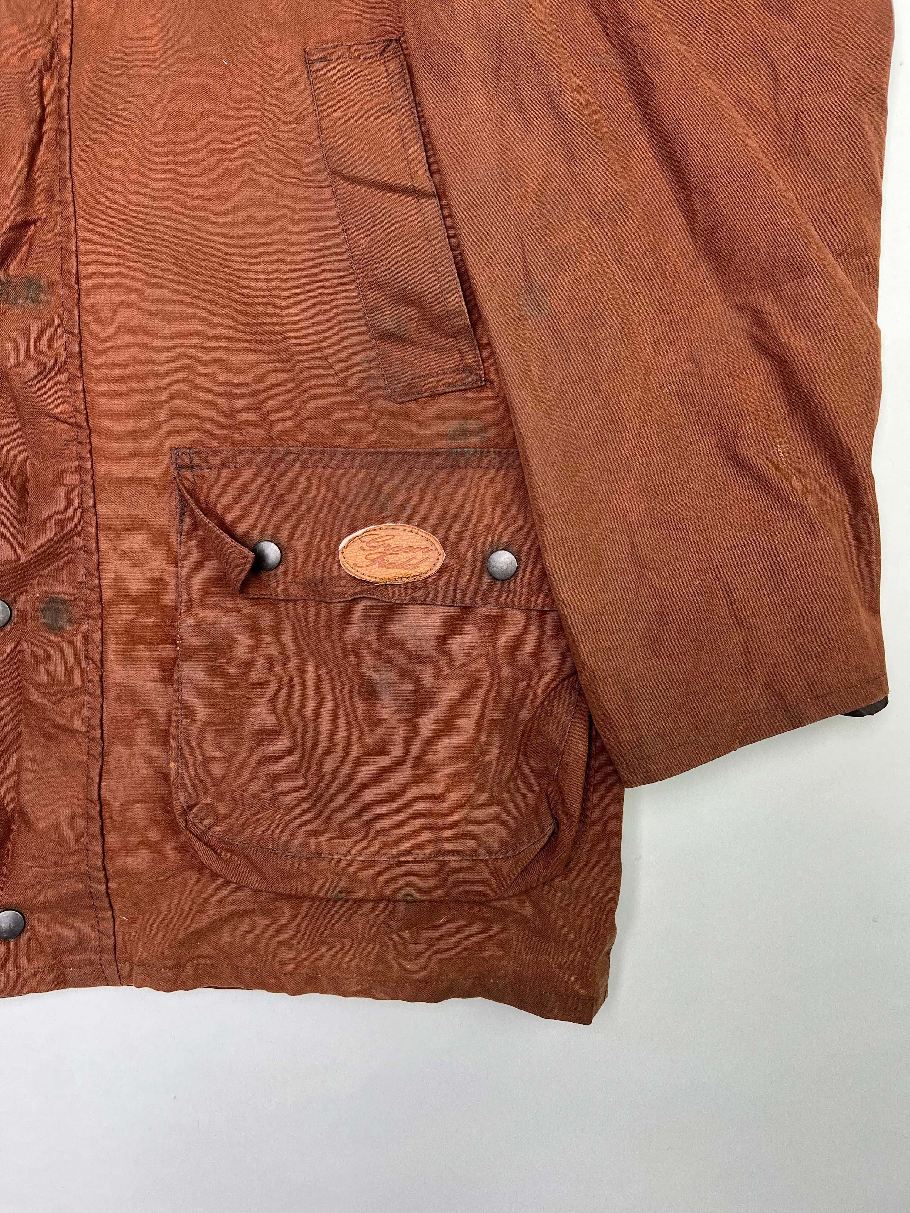 VINTAGE WAXED PARKA HUNTING JACKET BROWN -S