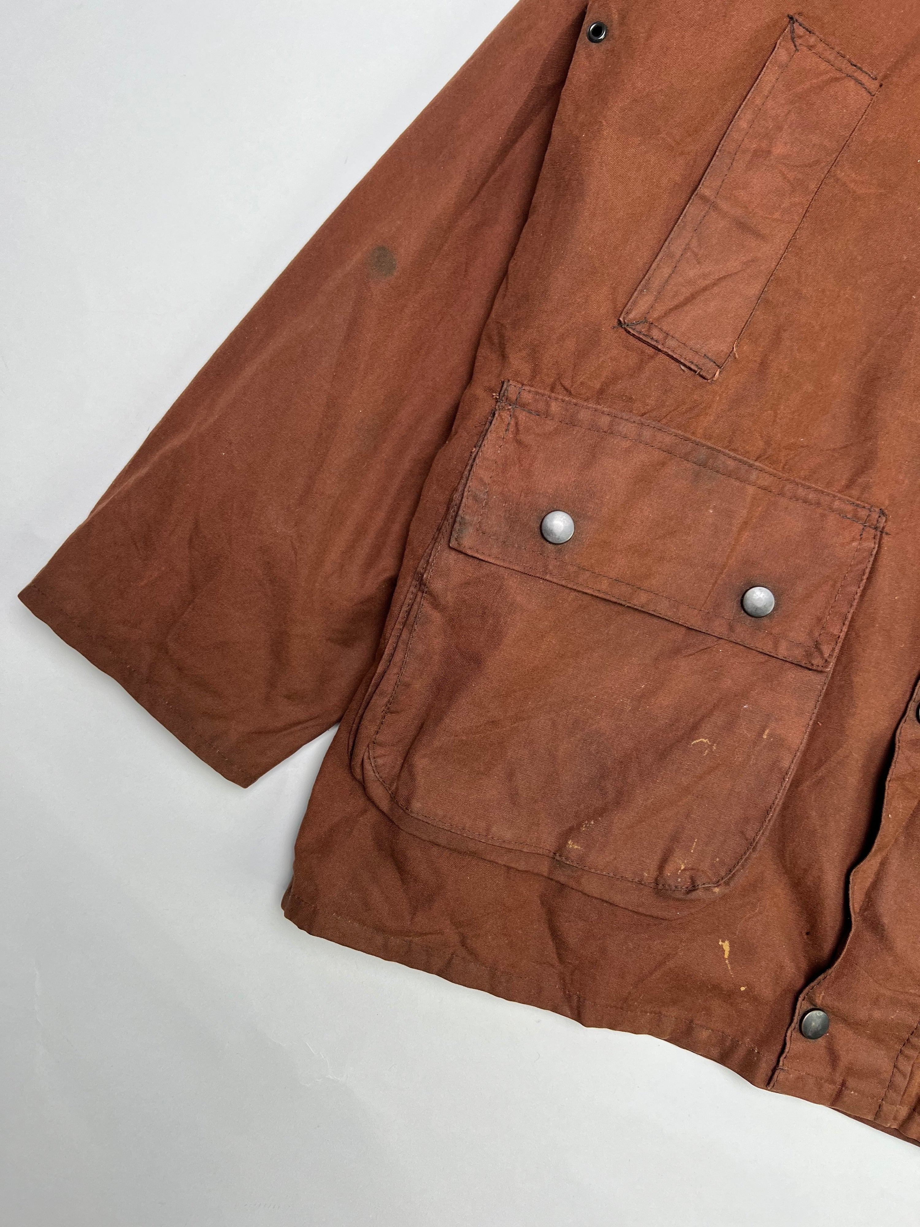 VINTAGE WAXED PARKA HUNTING JACKET BROWN -S