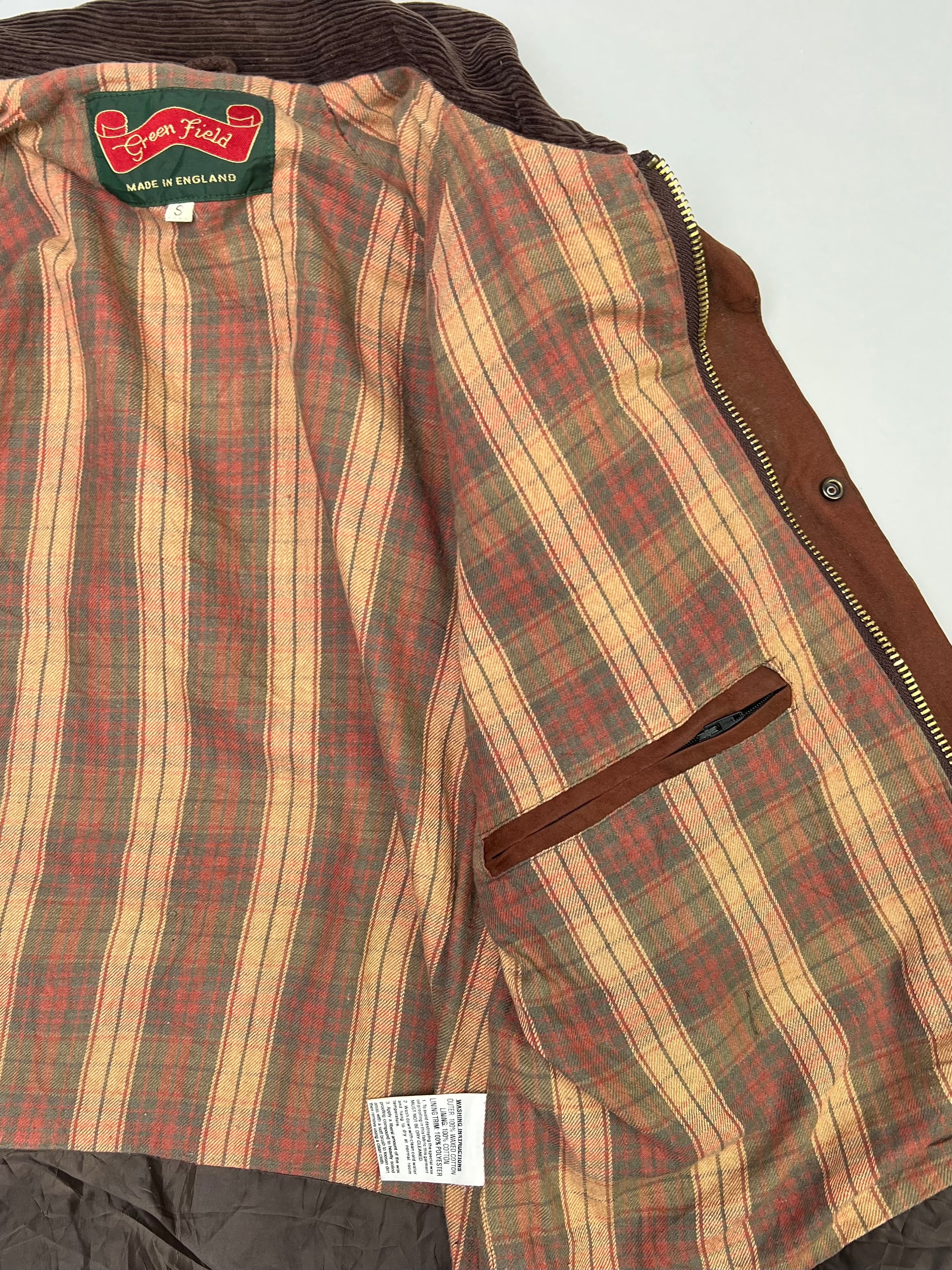 VINTAGE WAXED PARKA HUNTING JACKET BROWN -S