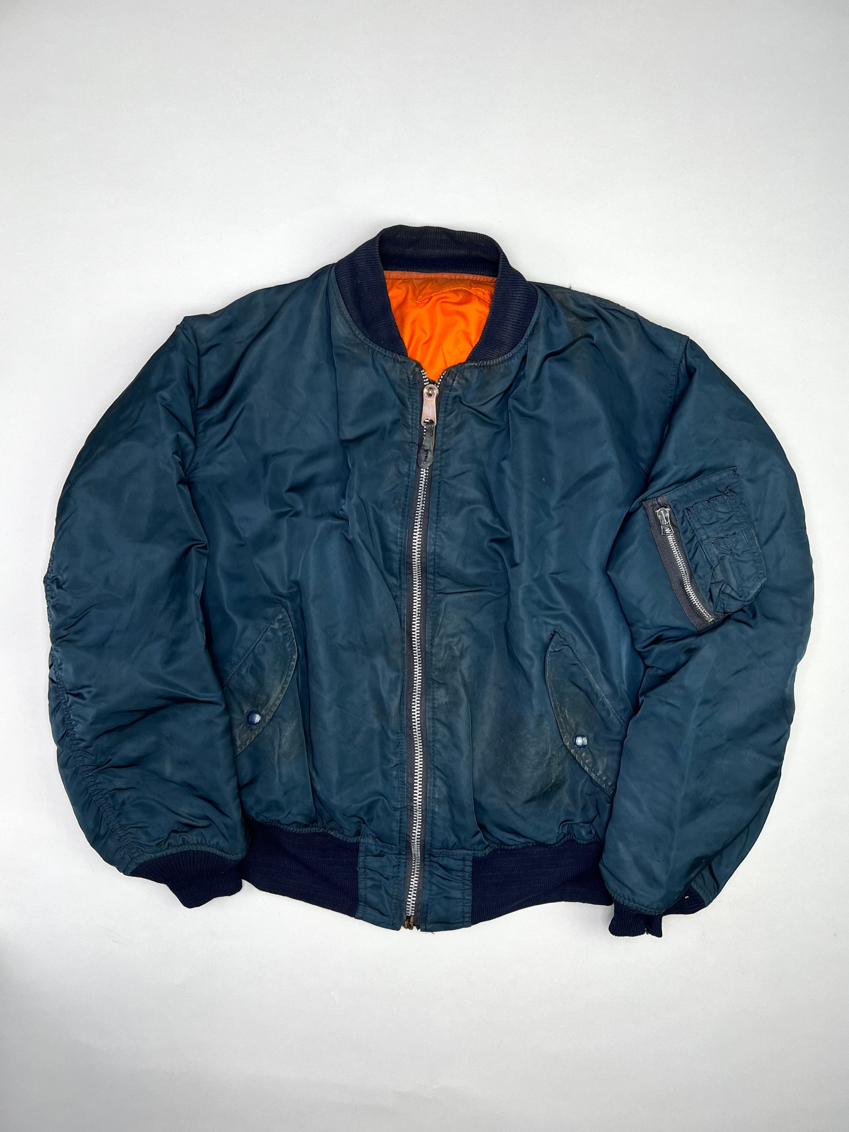 ALPHA INDUSTRIES MA-1 BOMBER JACKET BLUE MADE IN USA - XXL