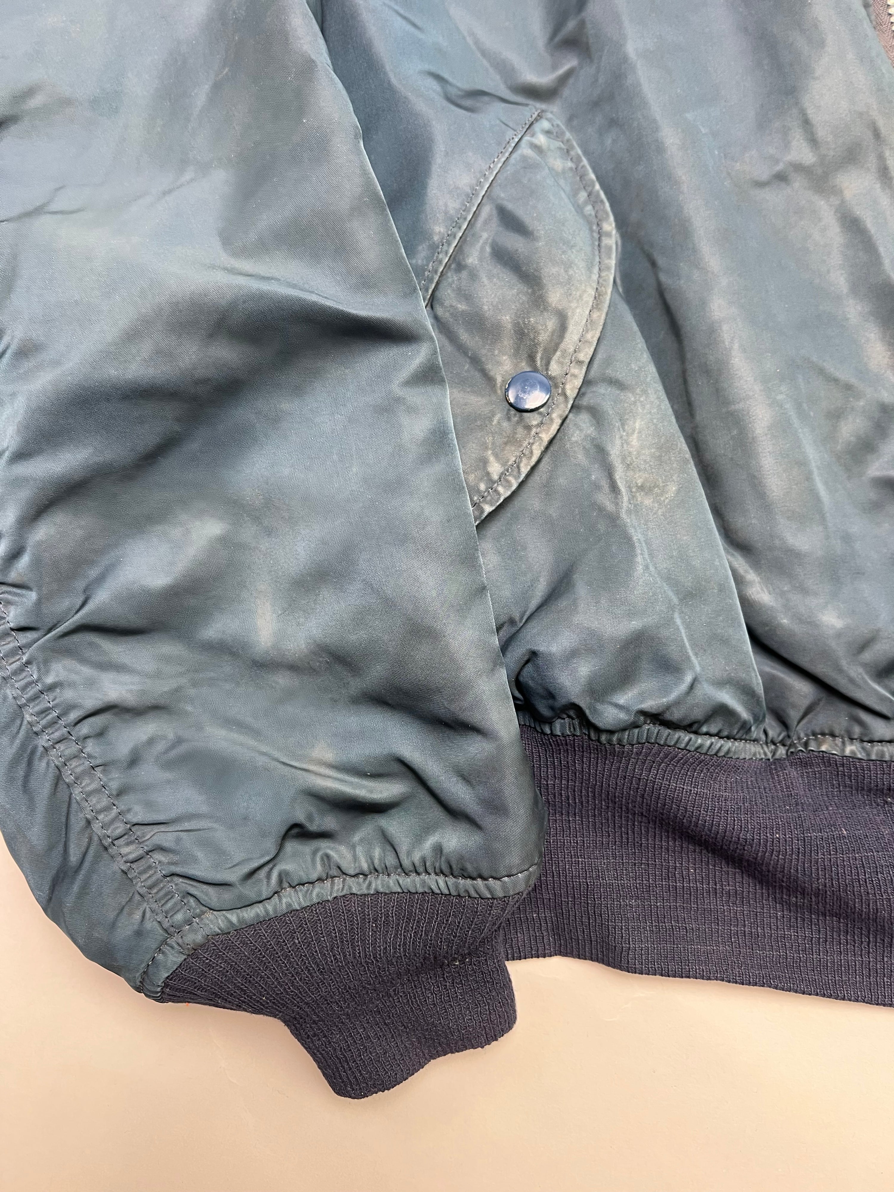 ALPHA INDUSTRIES MA-1 BOMBER JACKET BLUE MADE IN USA - XXL