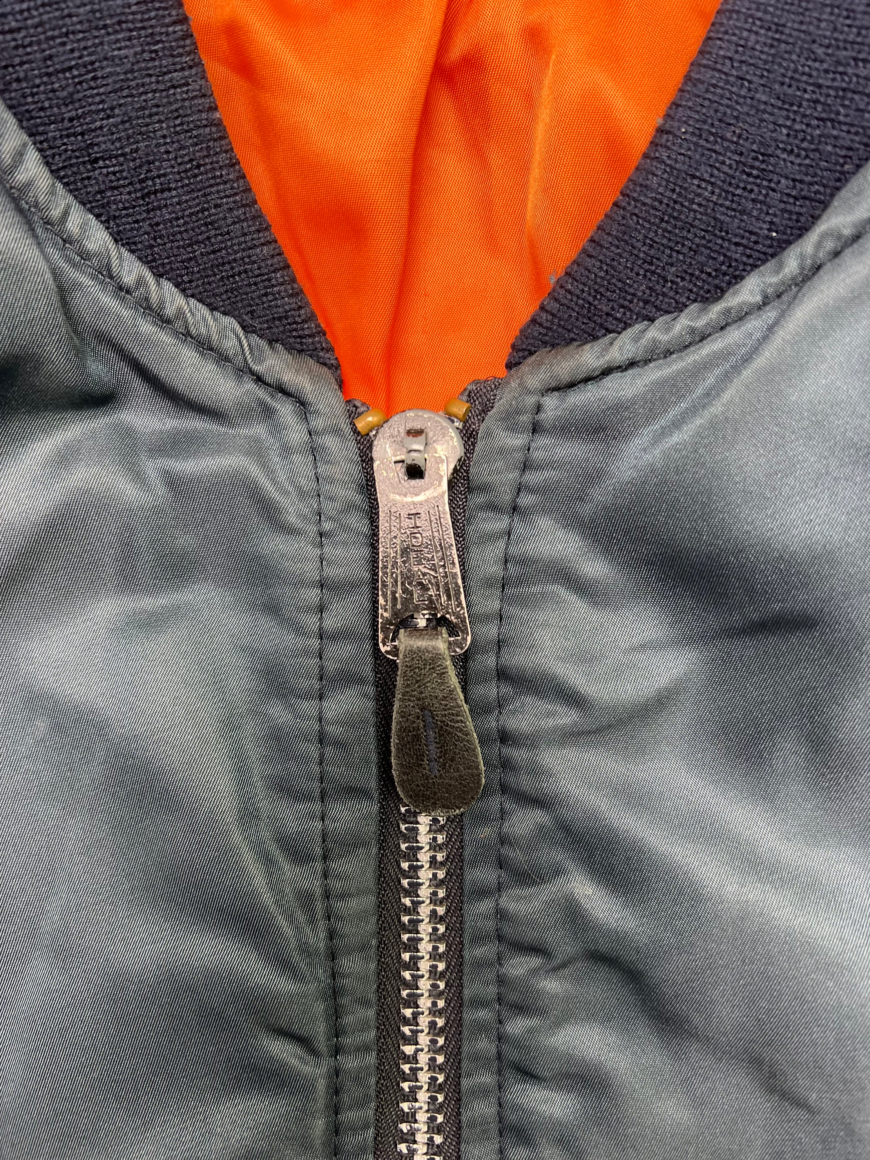 WILKER MA-1 BOMBER JACKET BLUE MADE IN USA - L