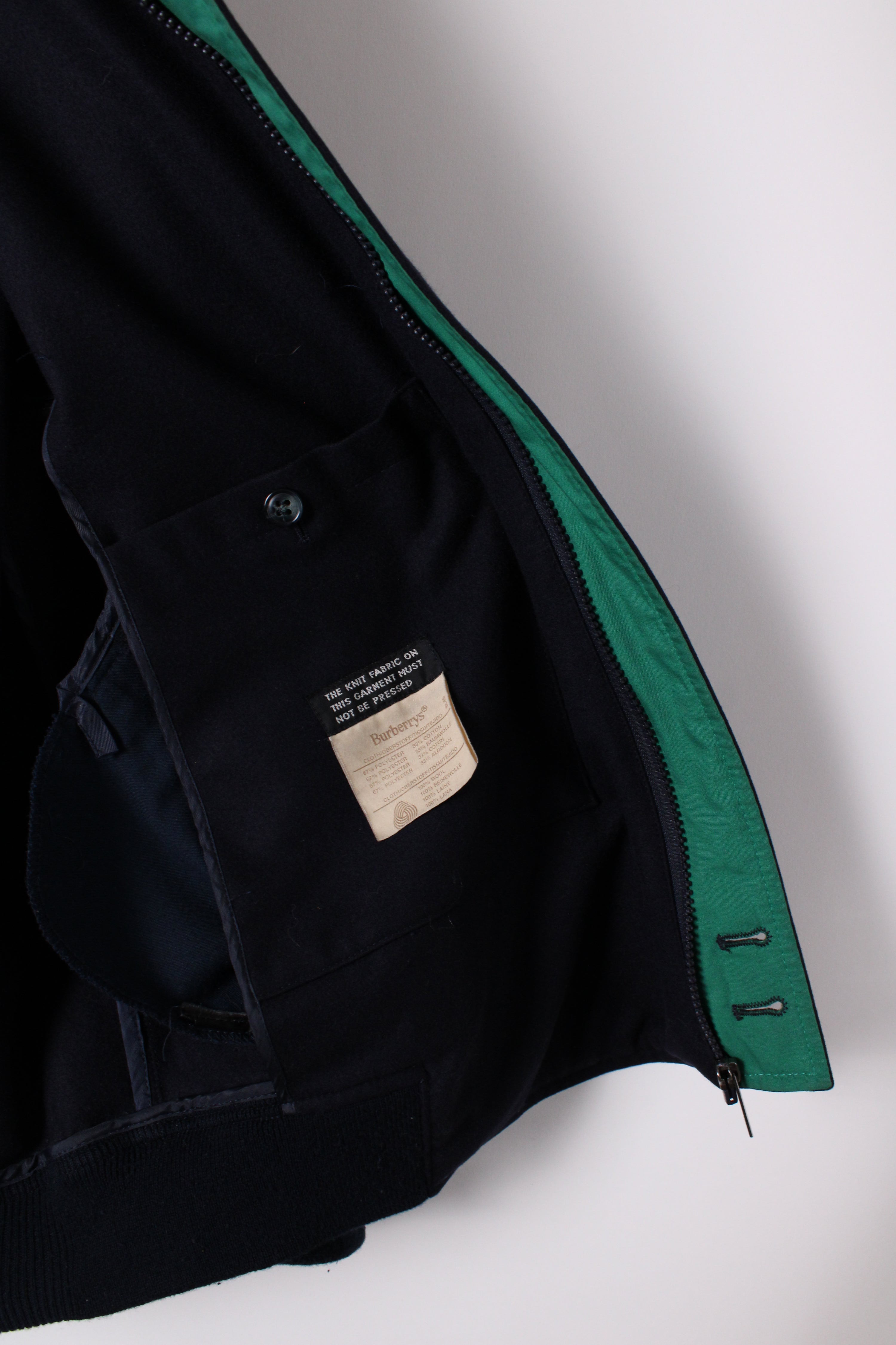 BURBERRY VINTAGE WOOL BOMBER BLUE - L/XL