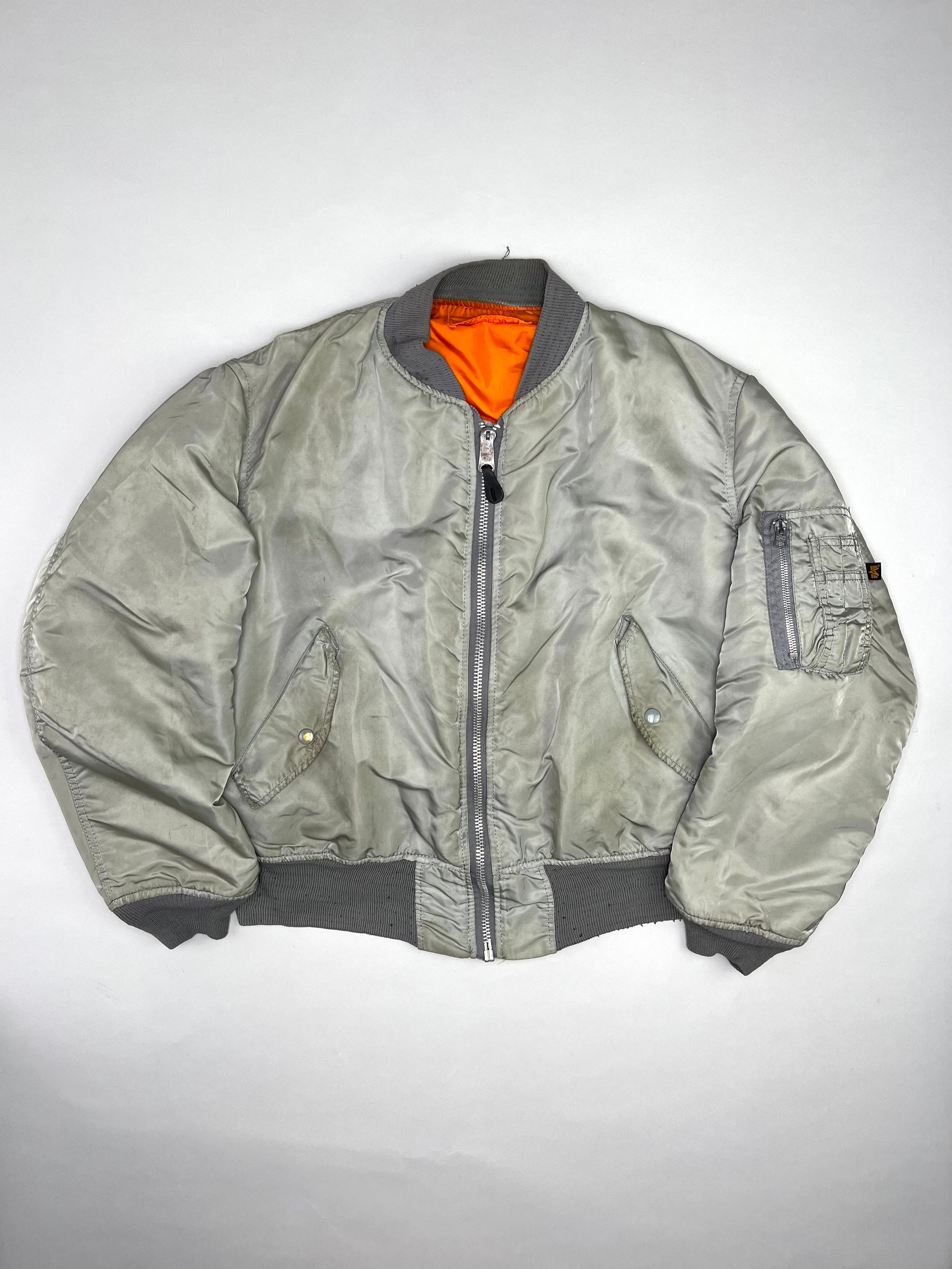 ALPHA INDUSTRIES MA-1 BOMBER JACKET FADED GREEN MADE IN USA - L