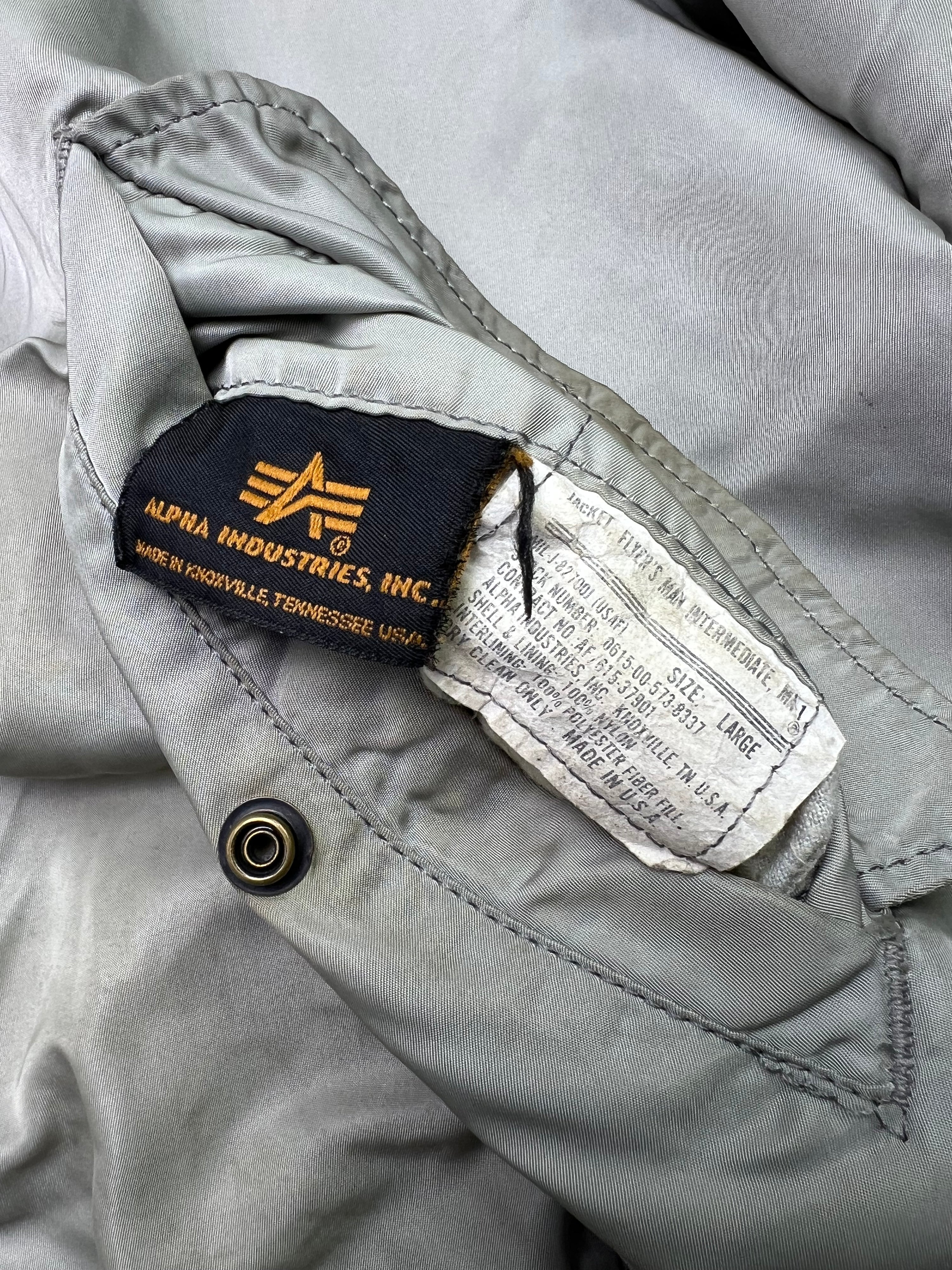 ALPHA INDUSTRIES MA-1 BOMBER JACKET FADED GREEN MADE IN USA - L