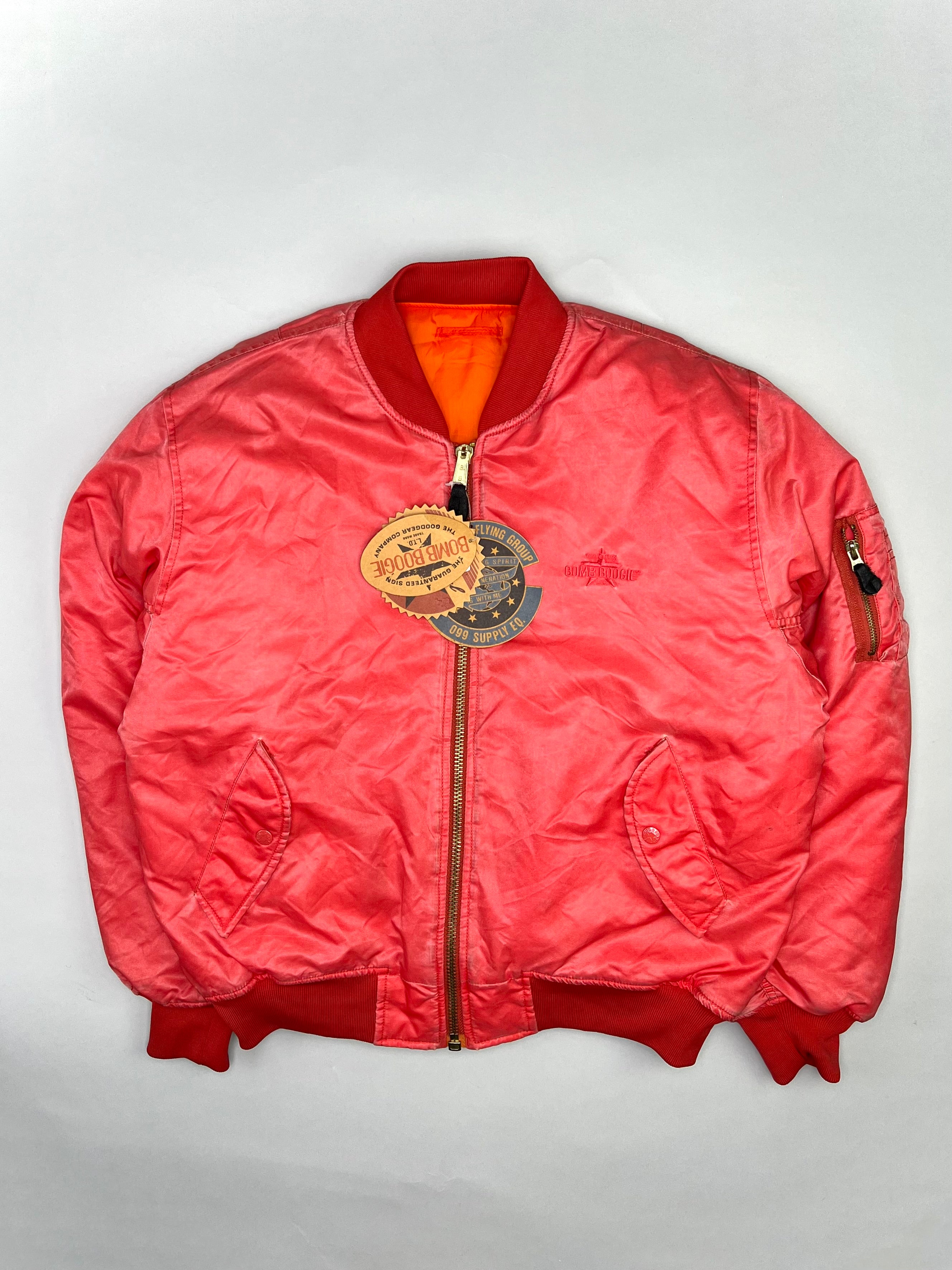 VINTAGE BOMBER MA-1 BOMB BOOGIE JACKET FADED RED - L