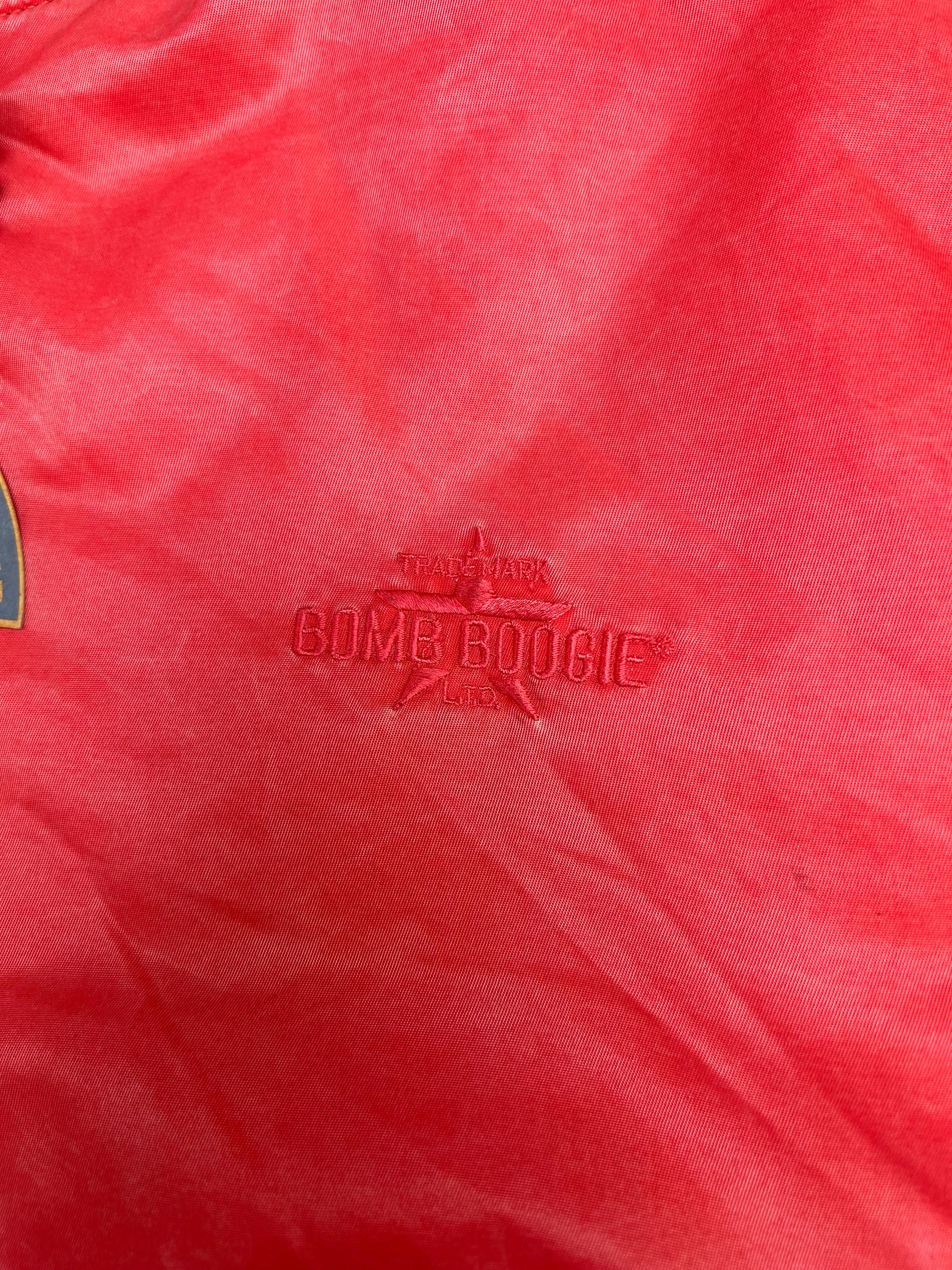 VINTAGE BOMBER MA-1 BOMB BOOGIE JACKET FADED RED - L