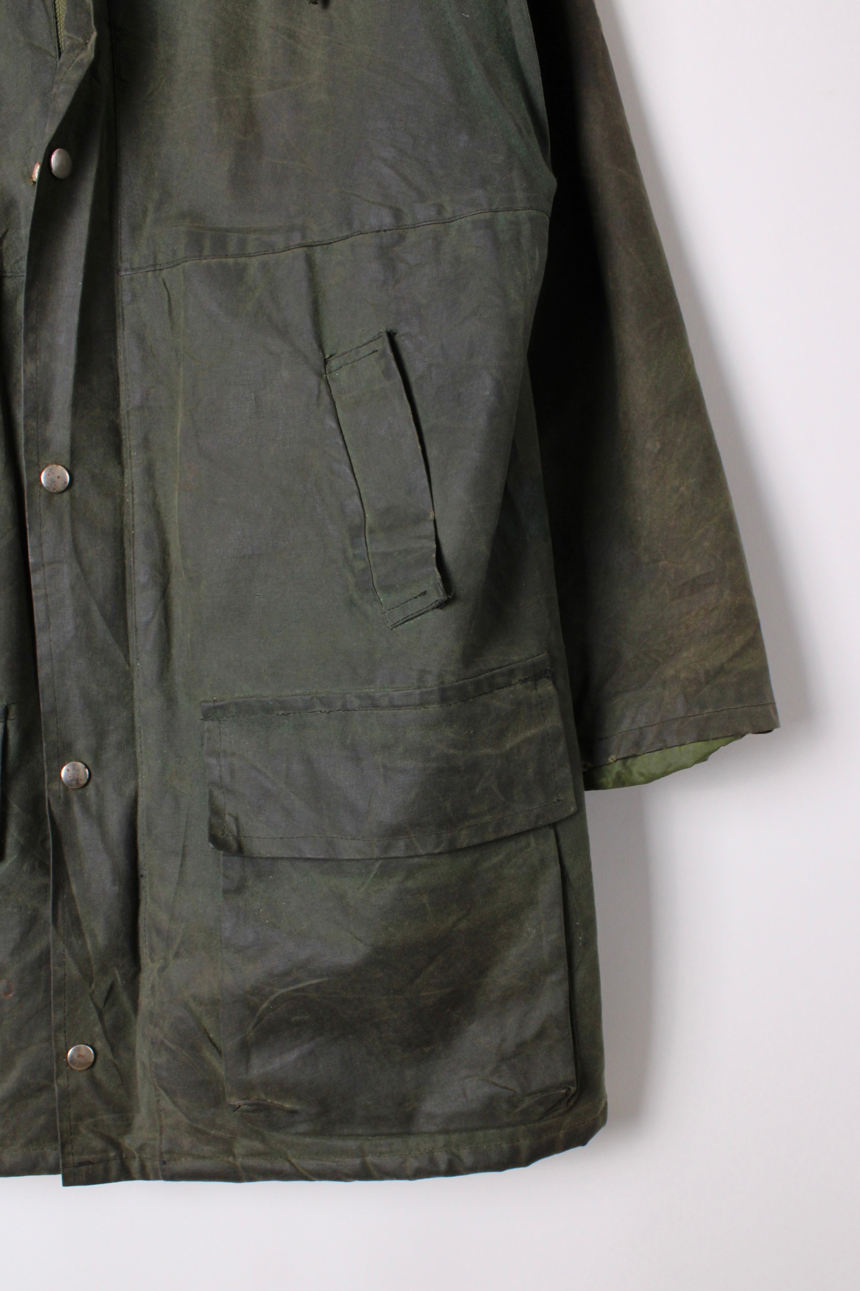 VINTAGE WAXED PARKA HUNTING JACKET GREEN - XS