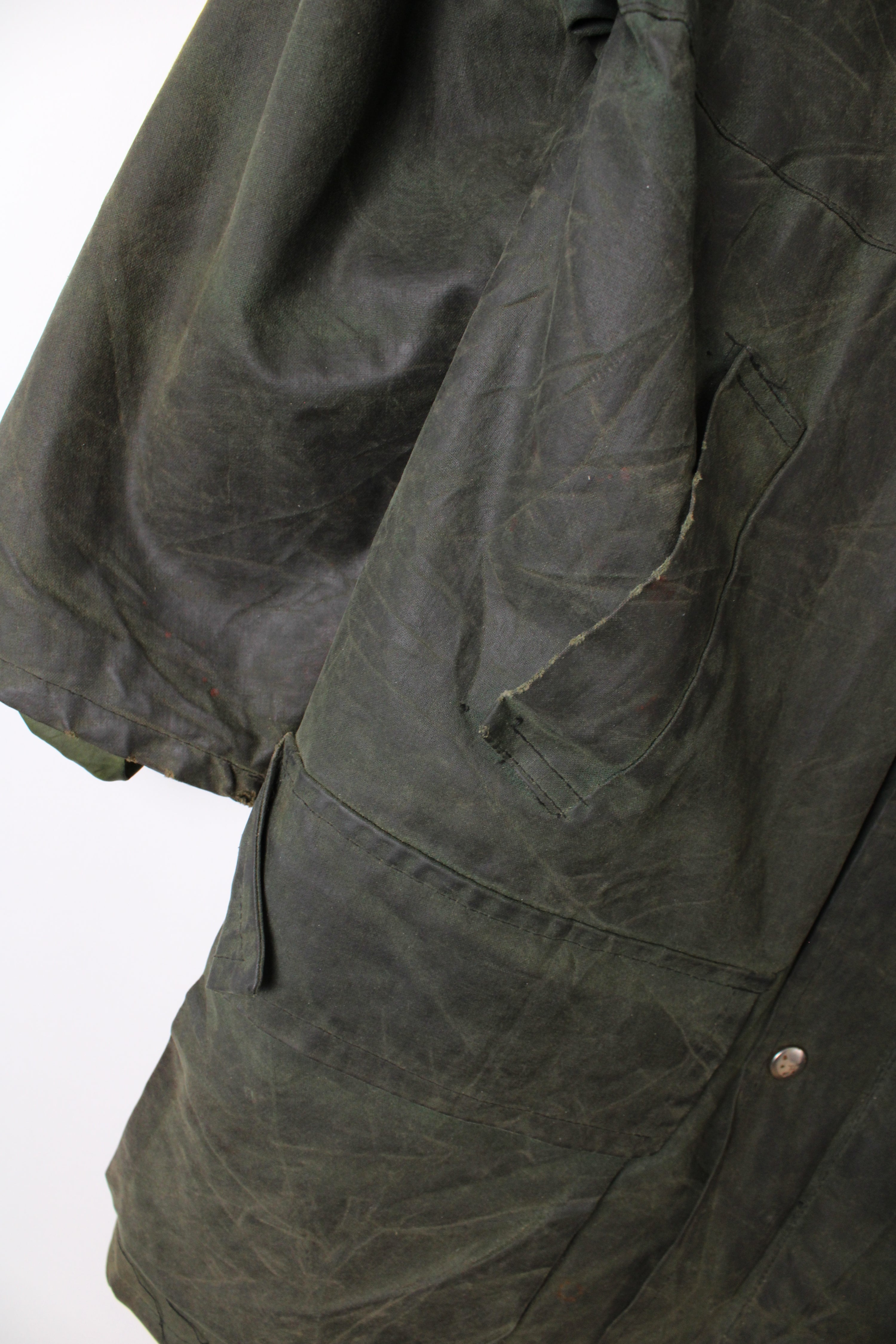 VINTAGE WAXED PARKA HUNTING JACKET GREEN - XS