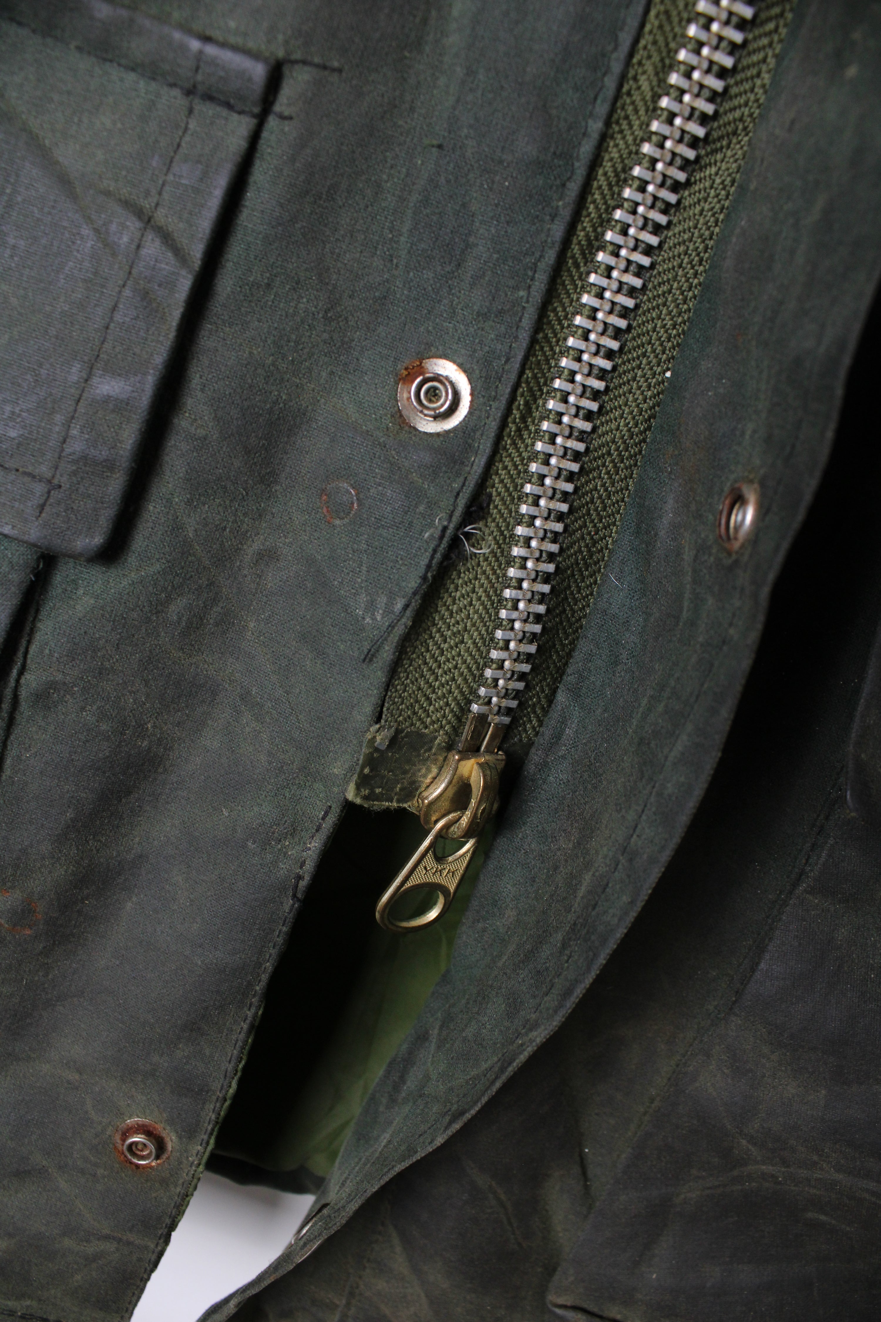 VINTAGE WAXED PARKA HUNTING JACKET GREEN - XS