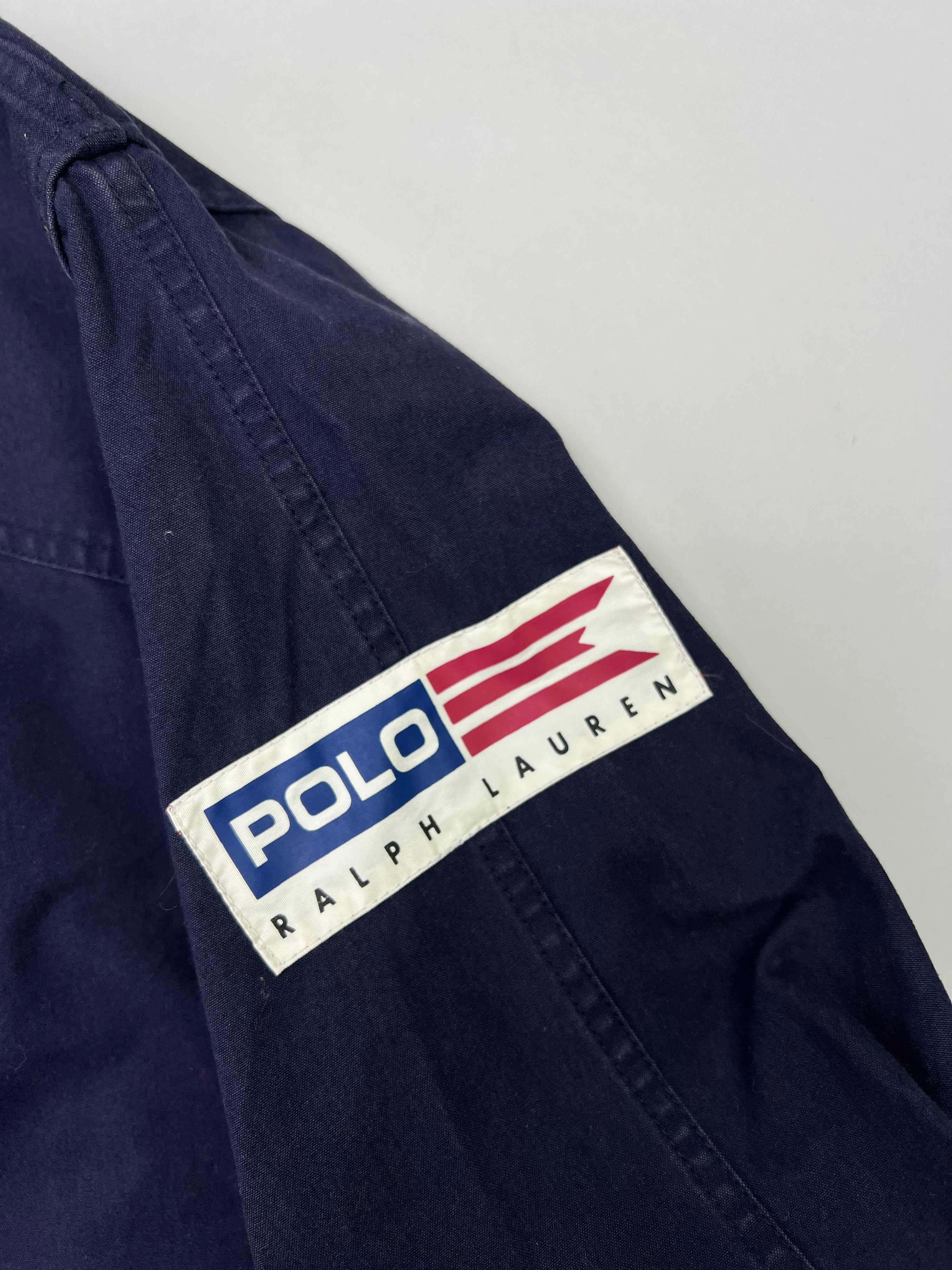 RALPH LAUREN 4 GANCI CANVAS FIREMAN JACKET BLUE - L