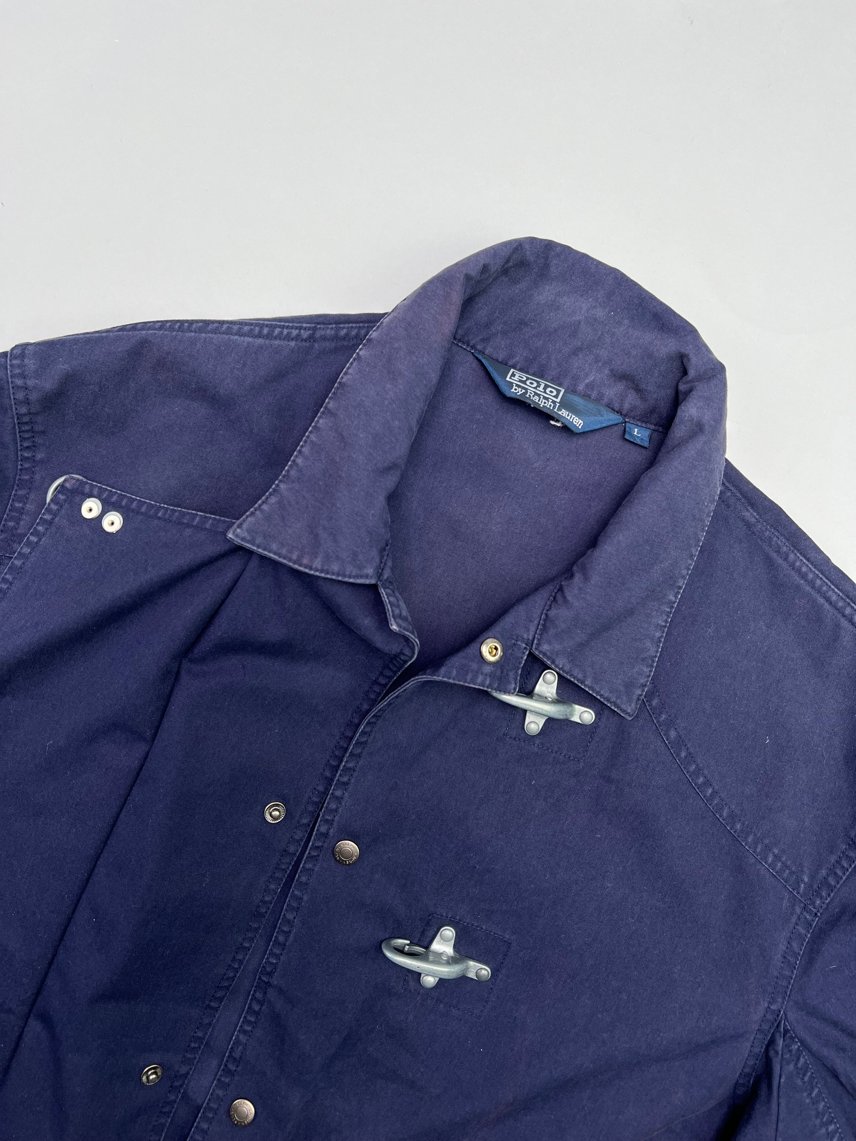RALPH LAUREN 4 GANCI CANVAS FIREMAN JACKET BLUE - L