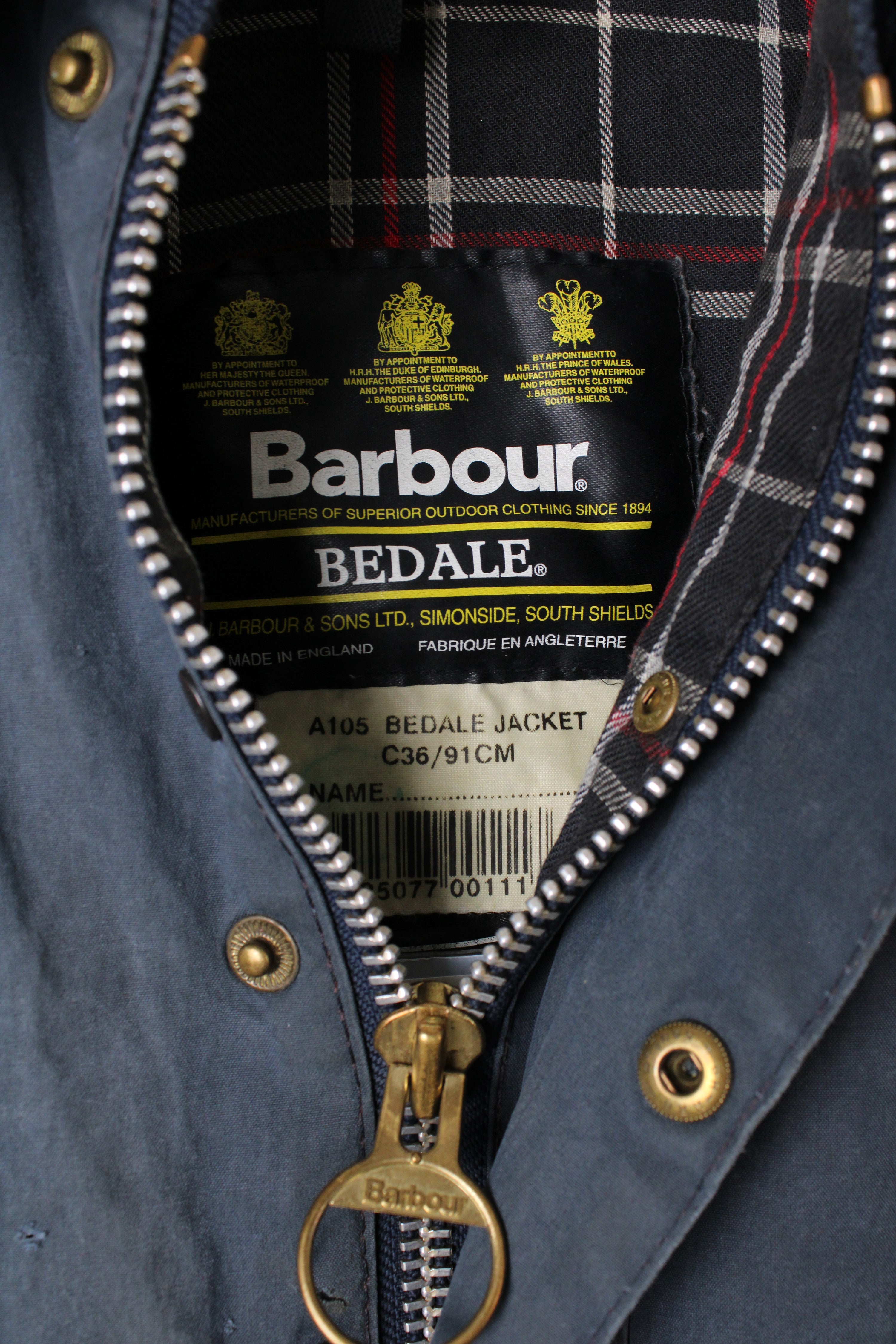 BARBOUR BEDALE WAXED JACKET BLUE - XS/S