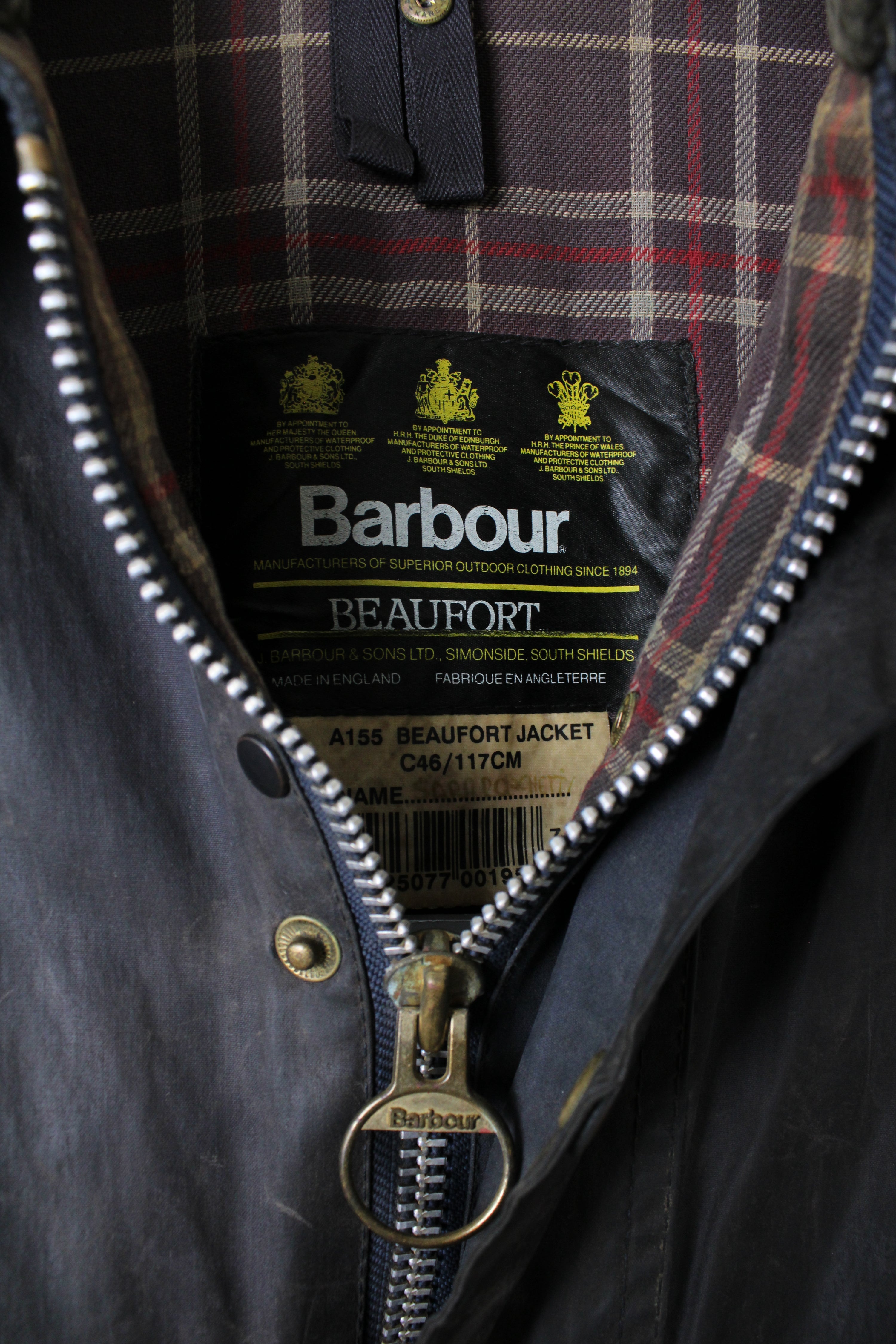 BARBOUR BEAUFORT WAXED JACKET BLUE - L/XL