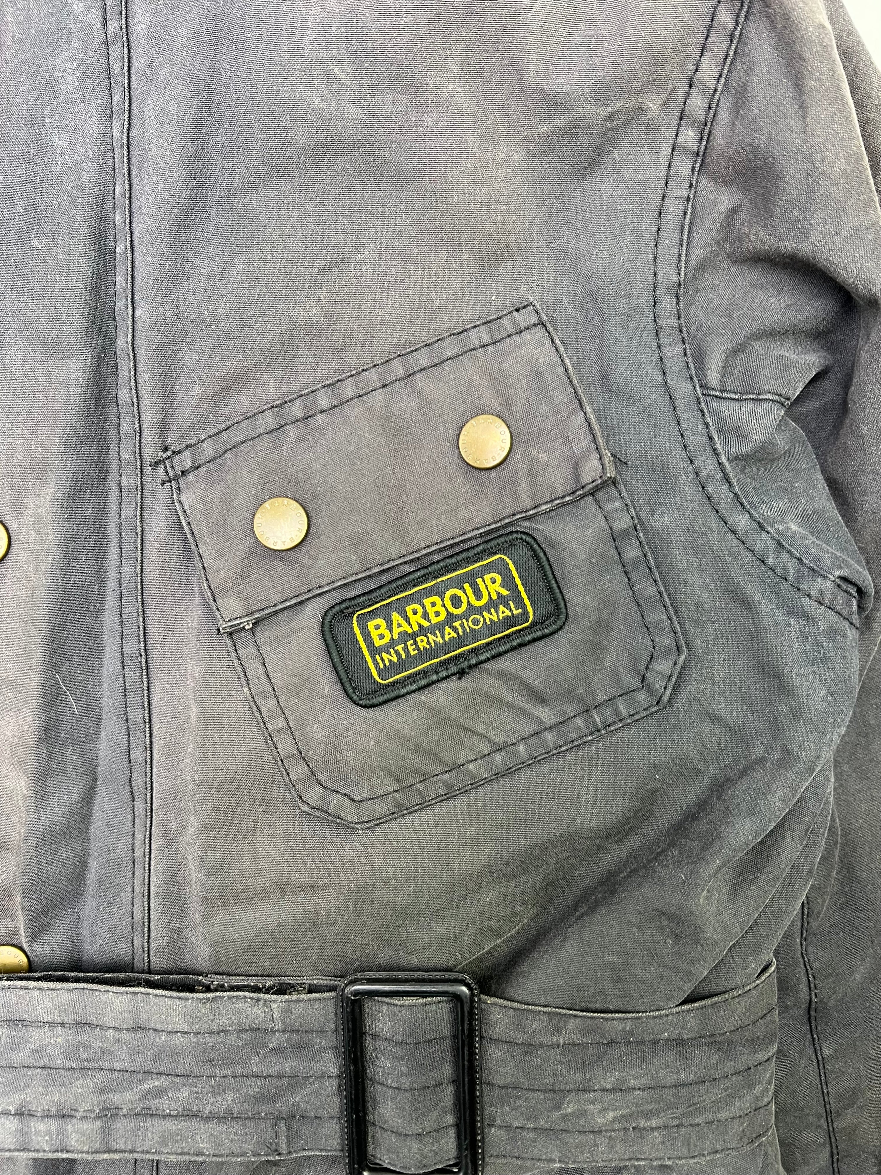 BARBOUR INTERNATIONAL SUIT WAXED MOTORCYCLE JACKET  - XS