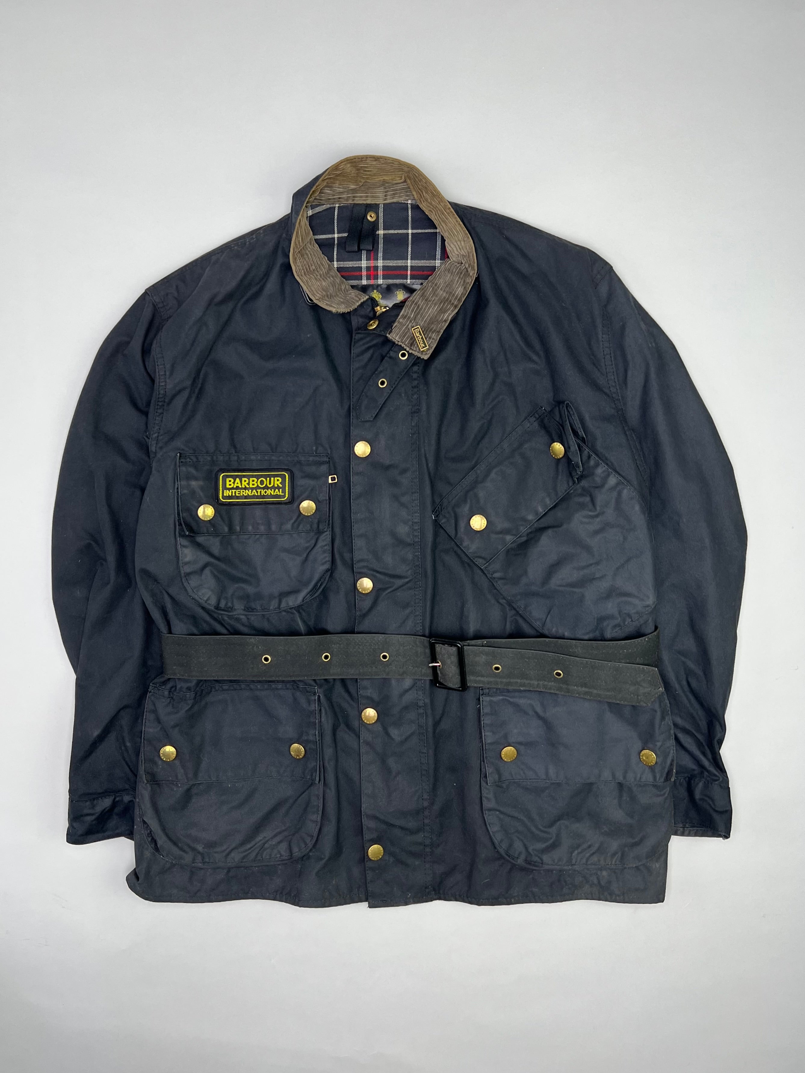 BARBOUR INTERNATIONAL SUIT WAXED MOTORCYCLE JACKET  - M/L