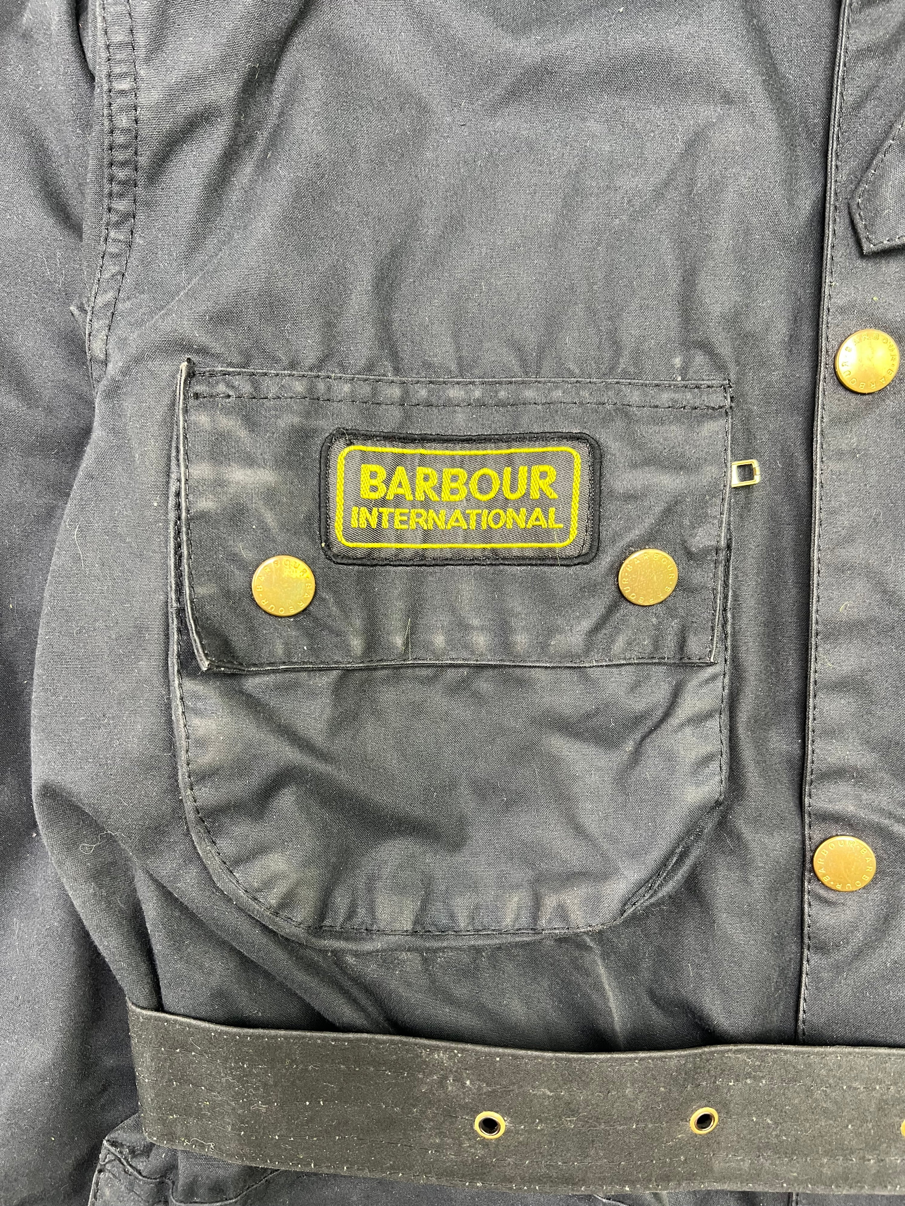 BARBOUR INTERNATIONAL SUIT WAXED MOTORCYCLE JACKET  - M/L