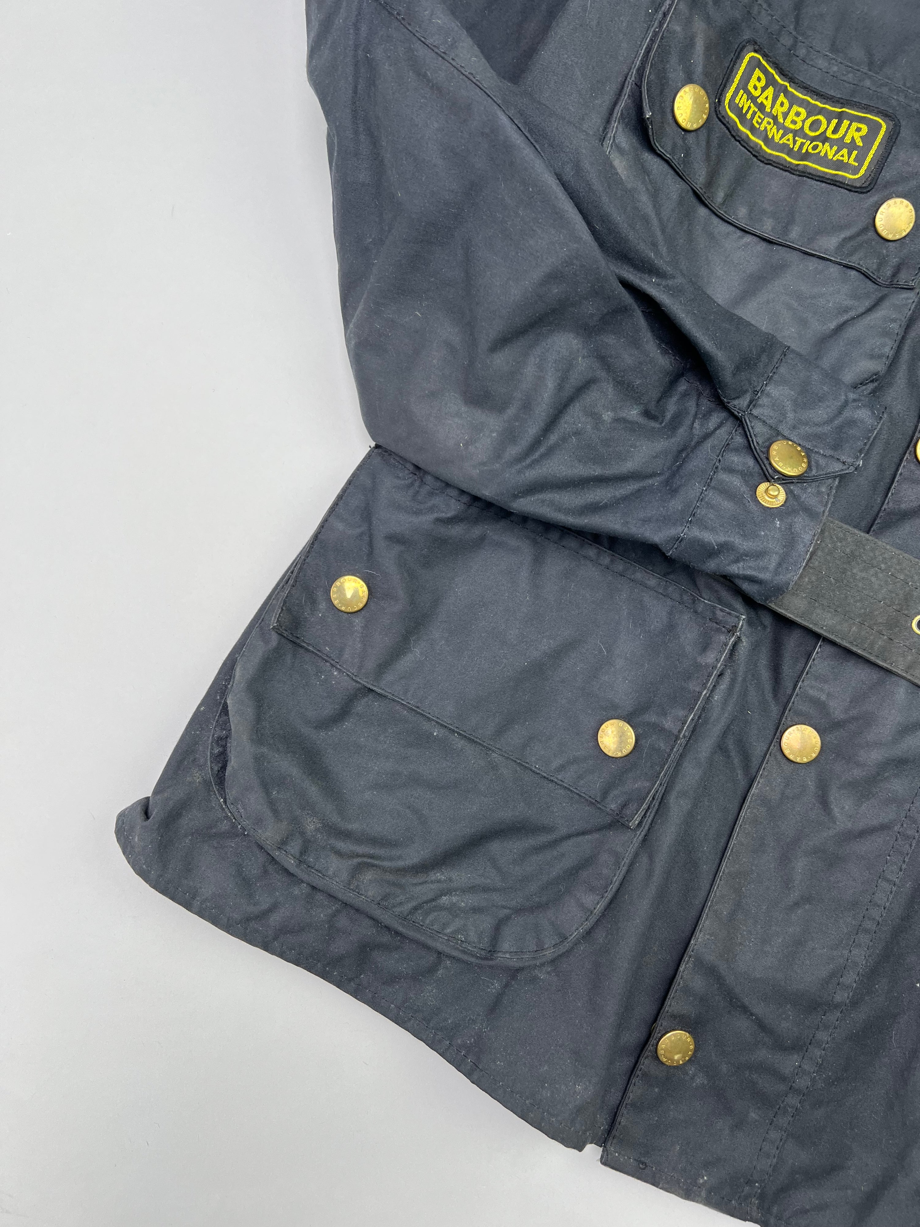 BARBOUR INTERNATIONAL SUIT WAXED MOTORCYCLE JACKET  - M/L