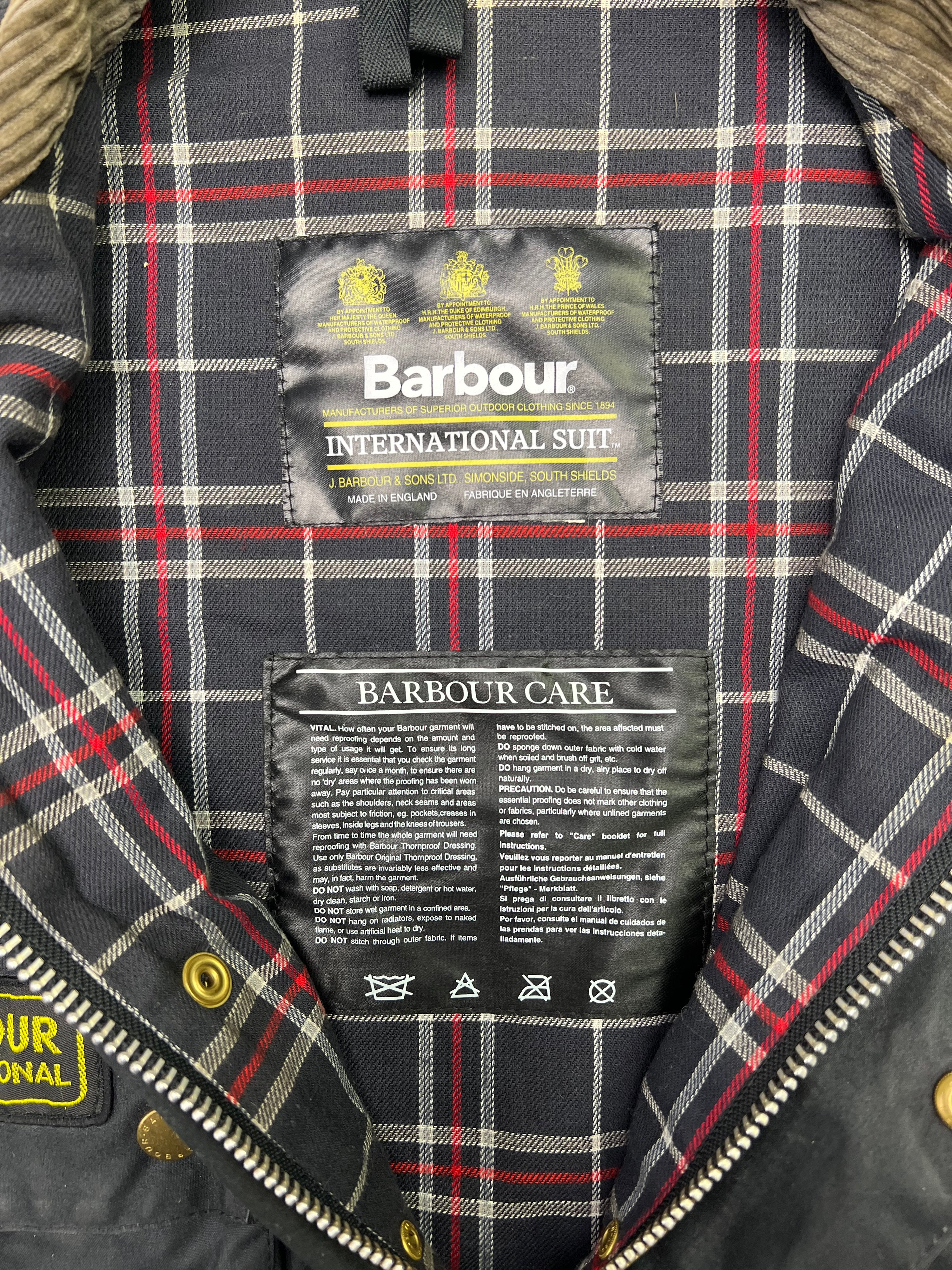 BARBOUR INTERNATIONAL SUIT WAXED MOTORCYCLE JACKET  - M/L
