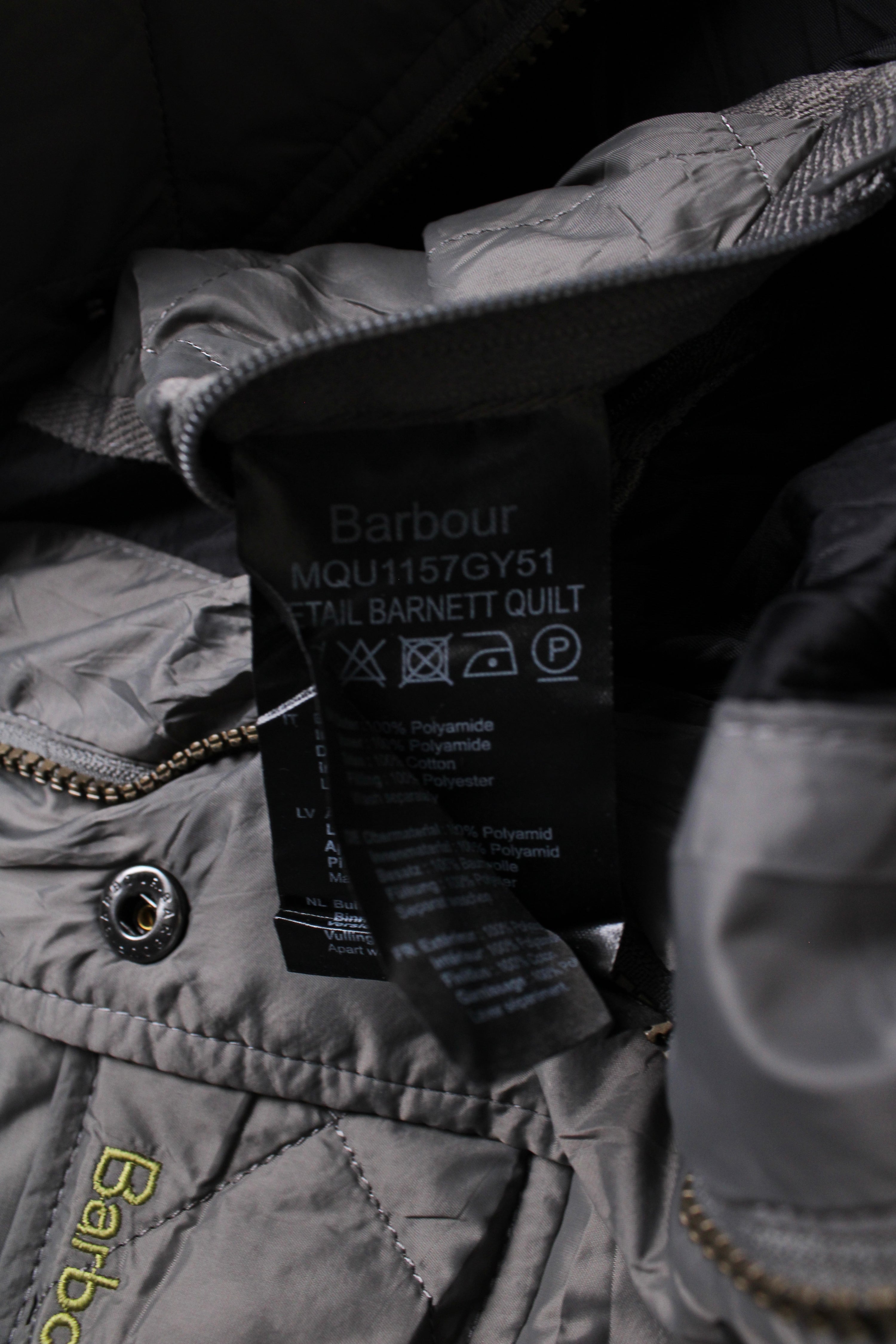 BARBOUR QUILTED JACKET GRAY - M