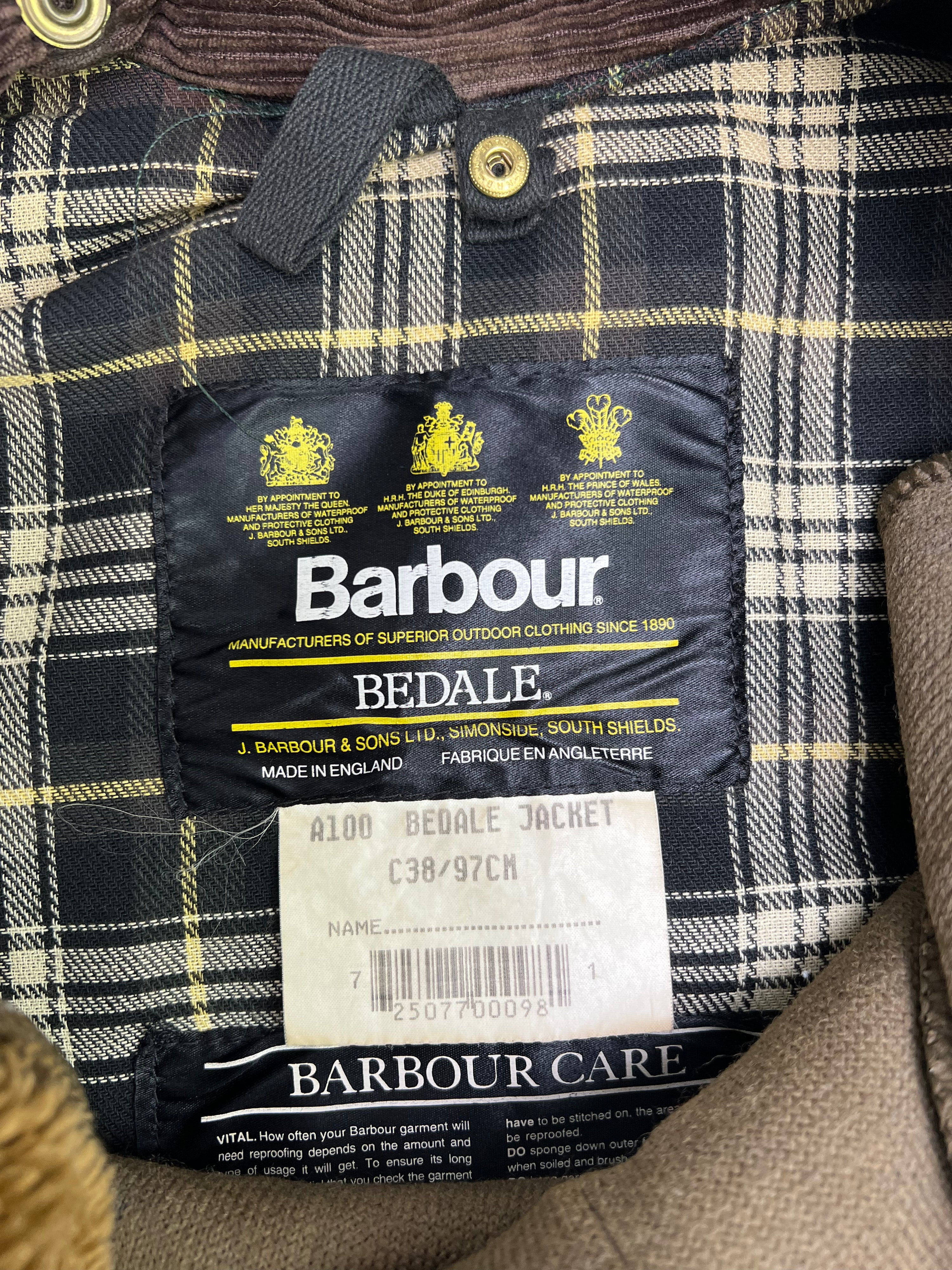 BARBOUR BEDALE WAXED JACKET GREEN - S/M