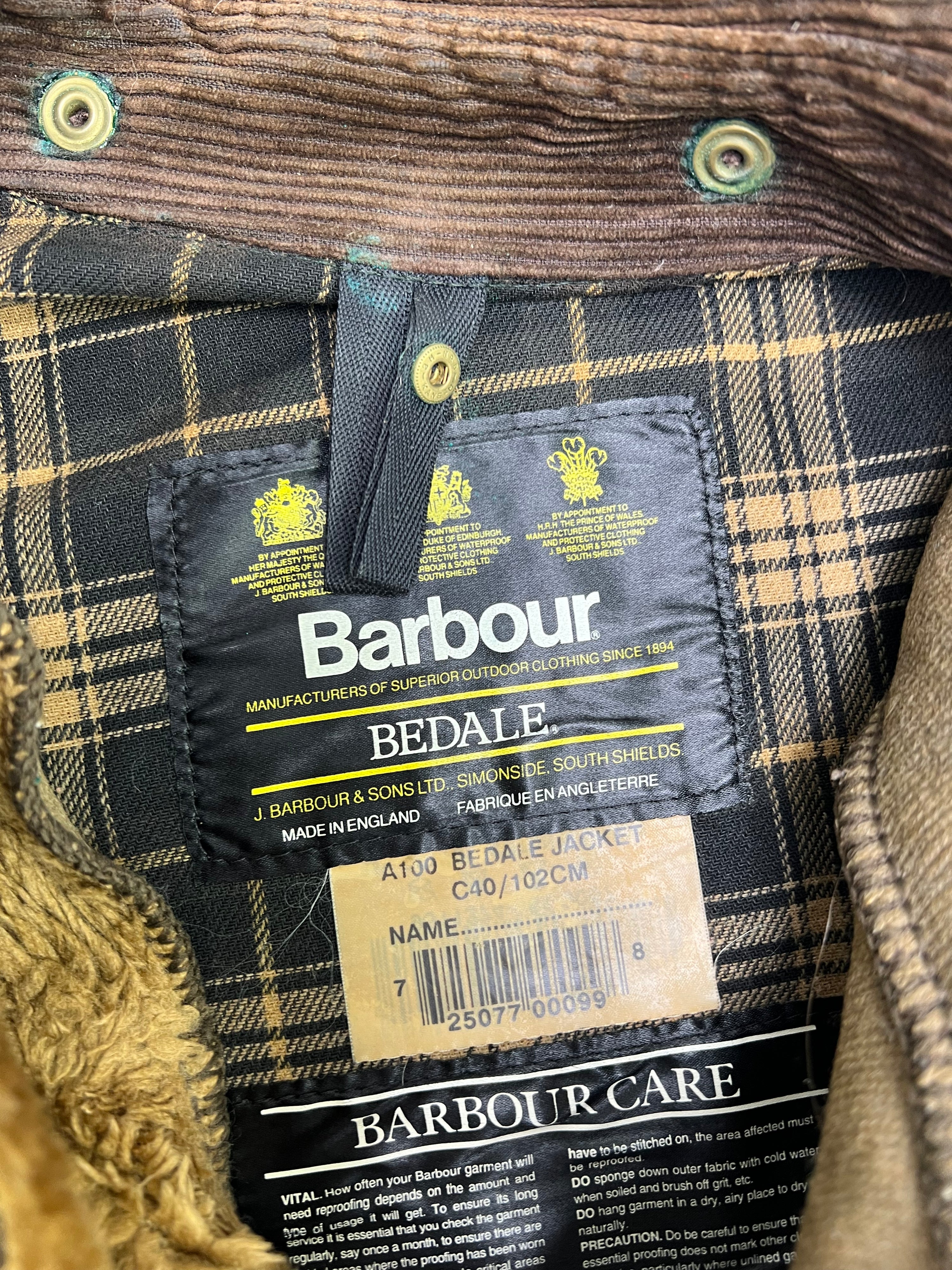 BARBOUR BEDALE WAXED JACKET GREEN - S/M