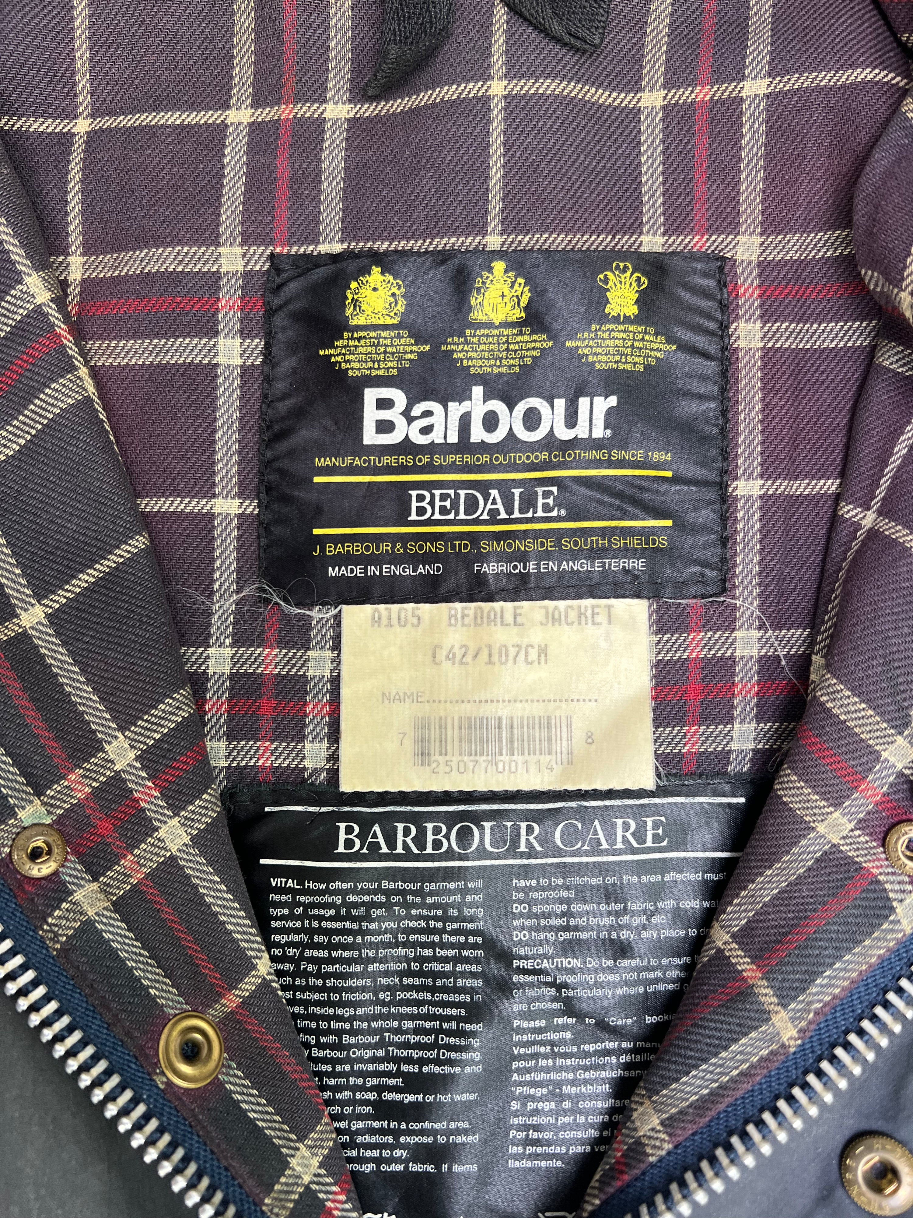 BARBOUR BEDALE WAXED JACKET BLUE - M/L