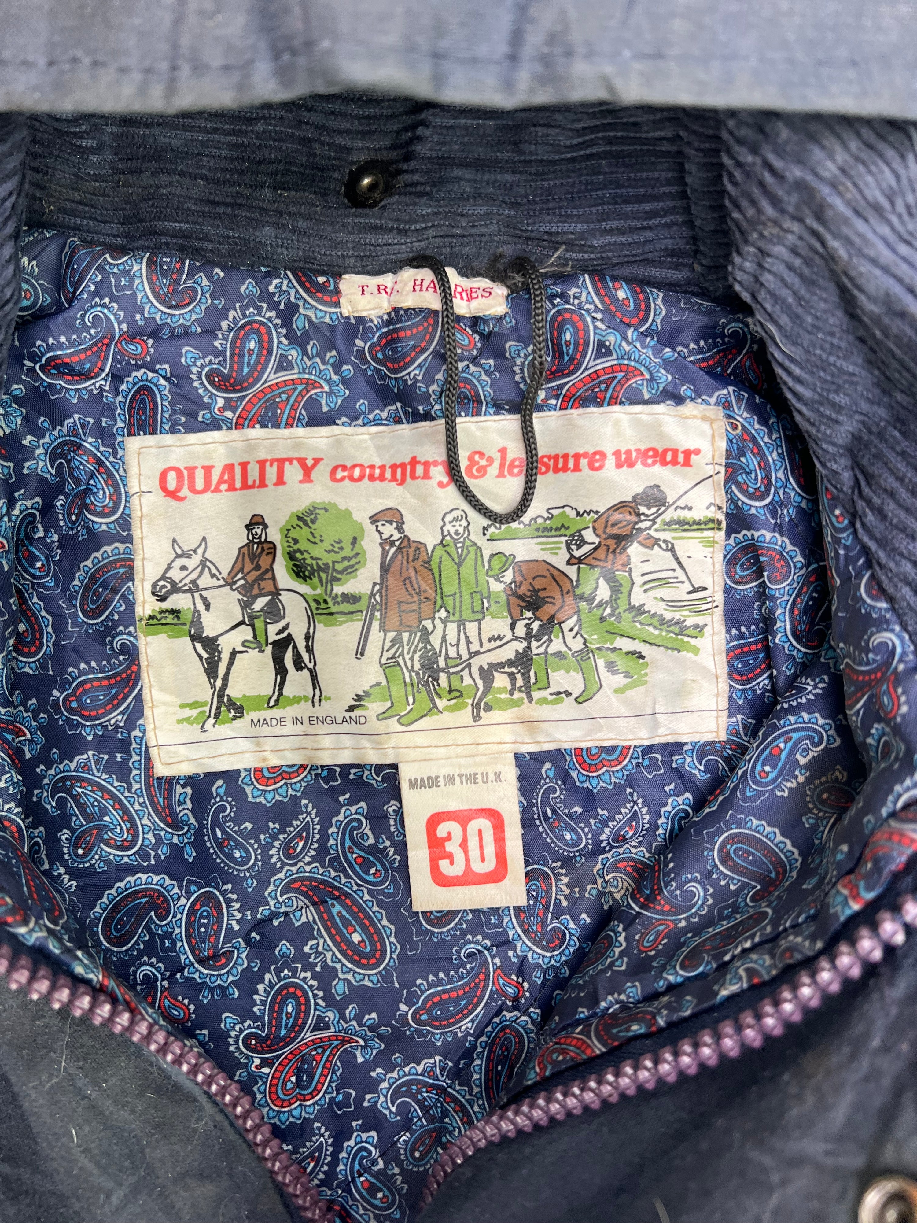 VINTAGE WAXED PARKA JACKET BLUE - XS
