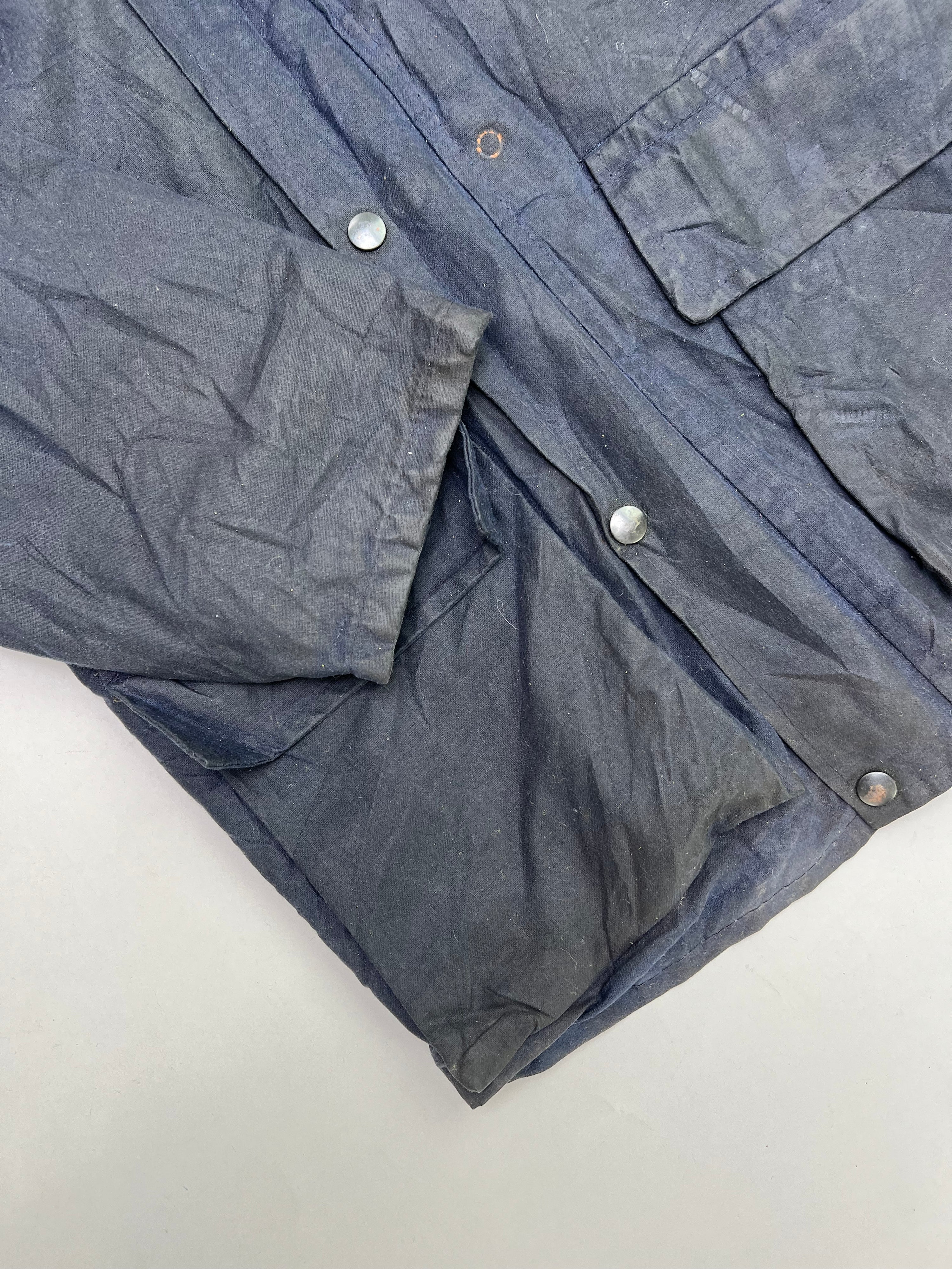 VINTAGE WAXED PARKA JACKET BLUE - XS