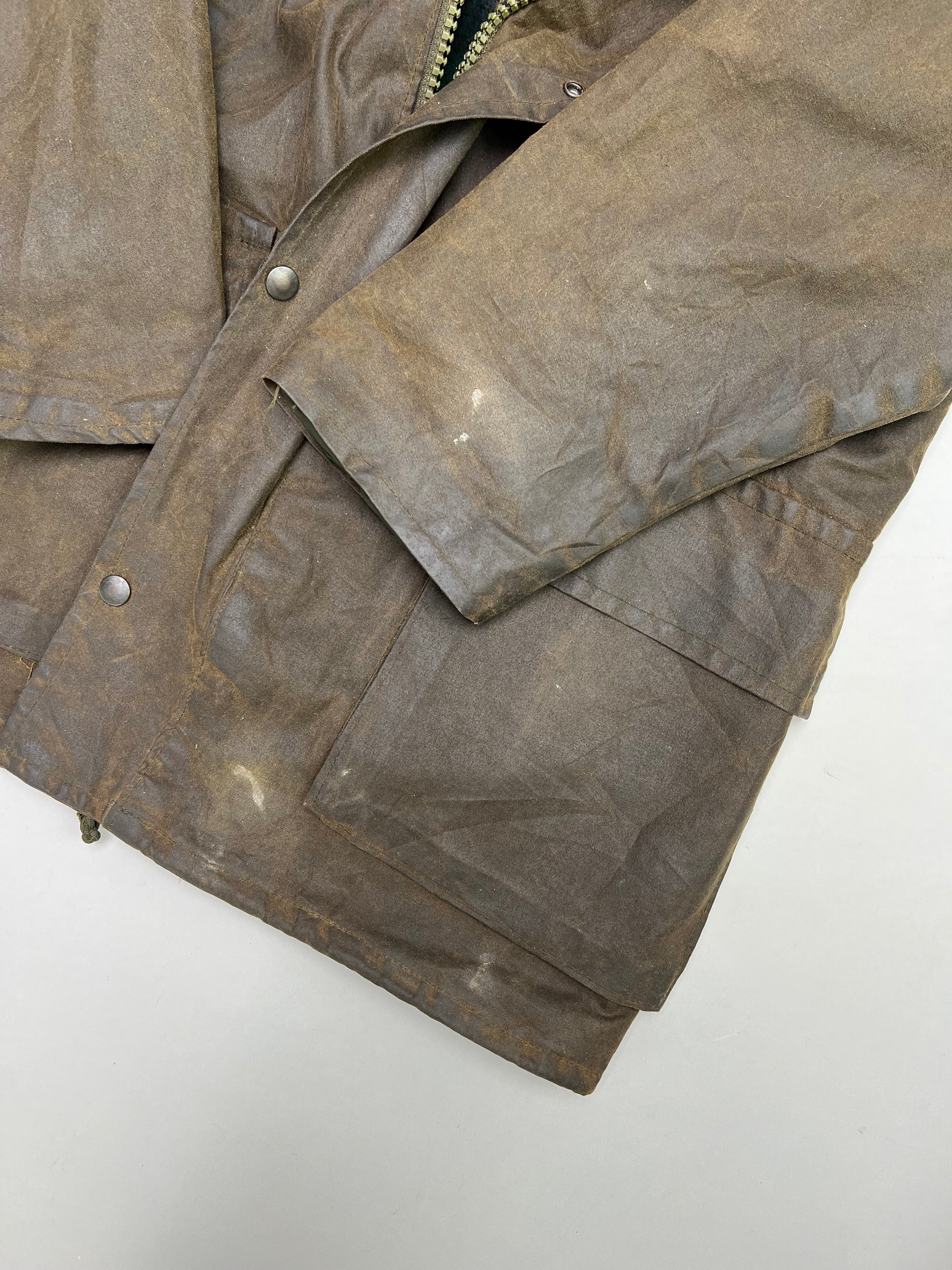 VINTAGE WAXED PARKA JACKET KHAKI GREEN - M