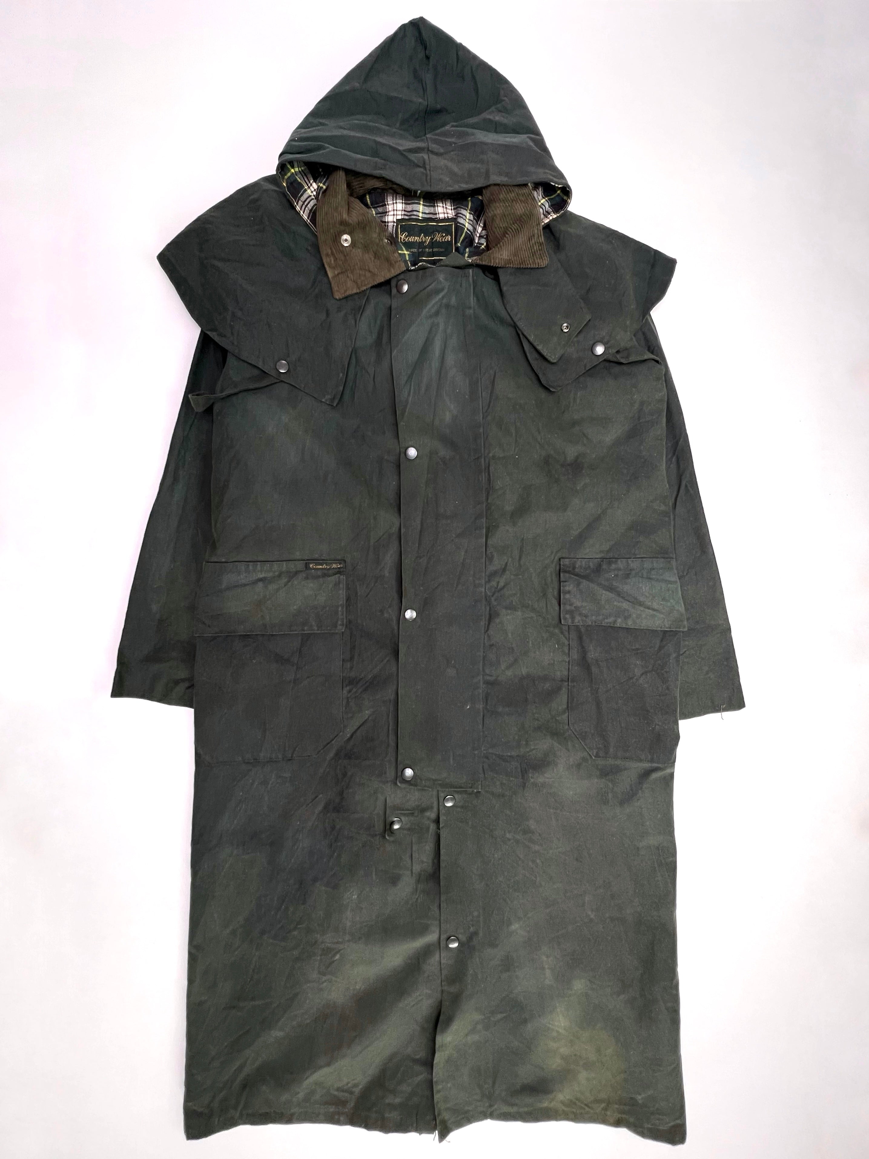 VINTAGE WAXED LONG PARKA JACKET forest GREEN - S