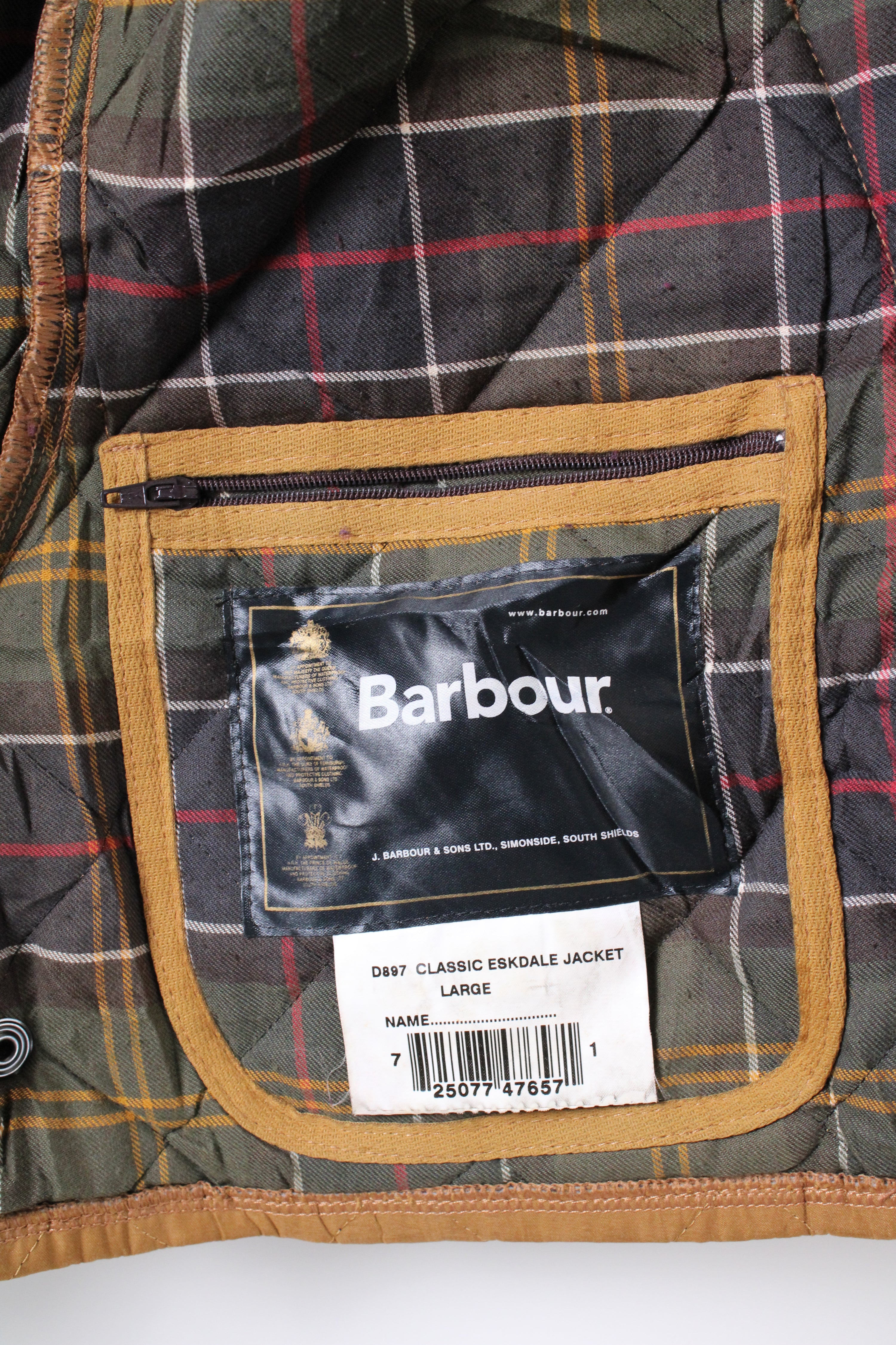 BARBOUR QUILTED ESKDALE JACKET MUSTARD - L