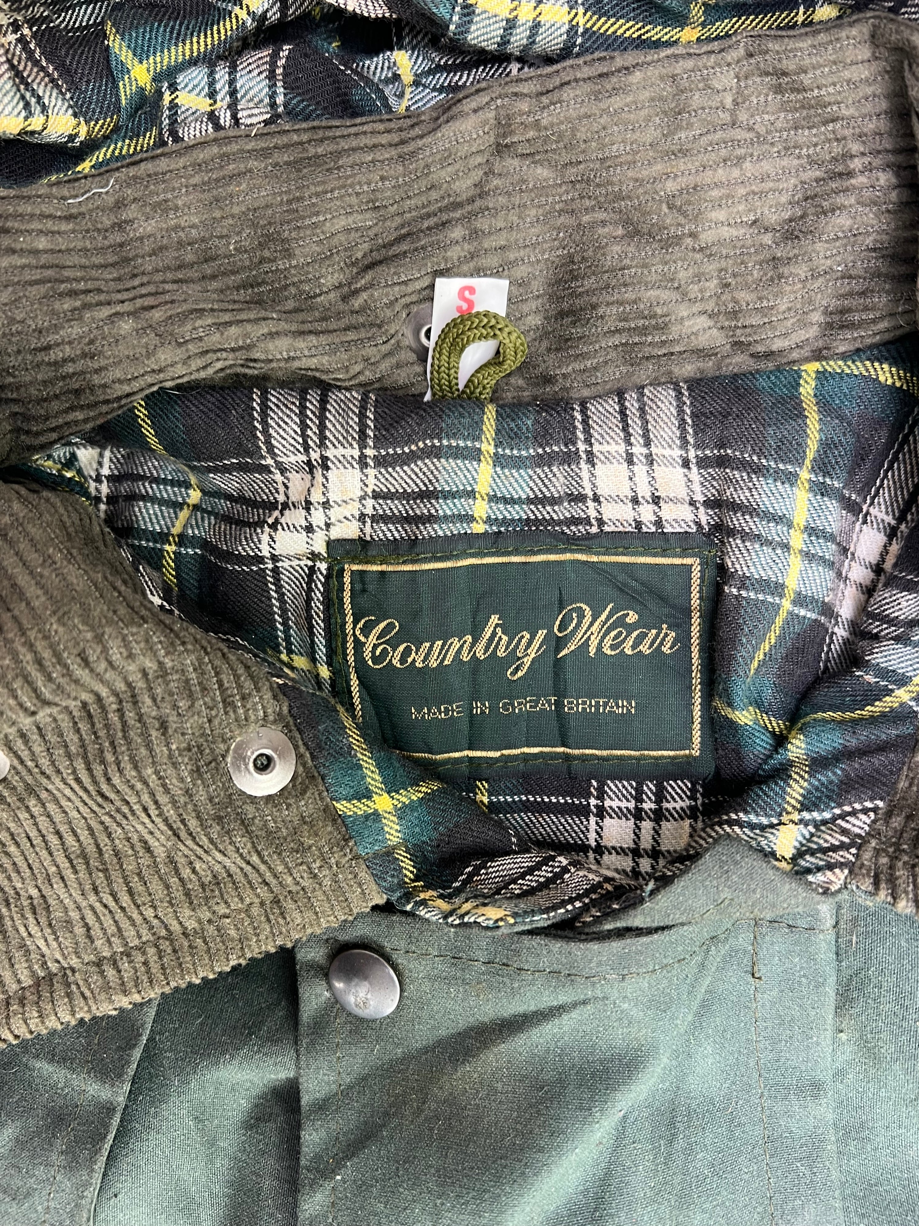 VINTAGE WAXED LONG PARKA JACKET forest GREEN - S