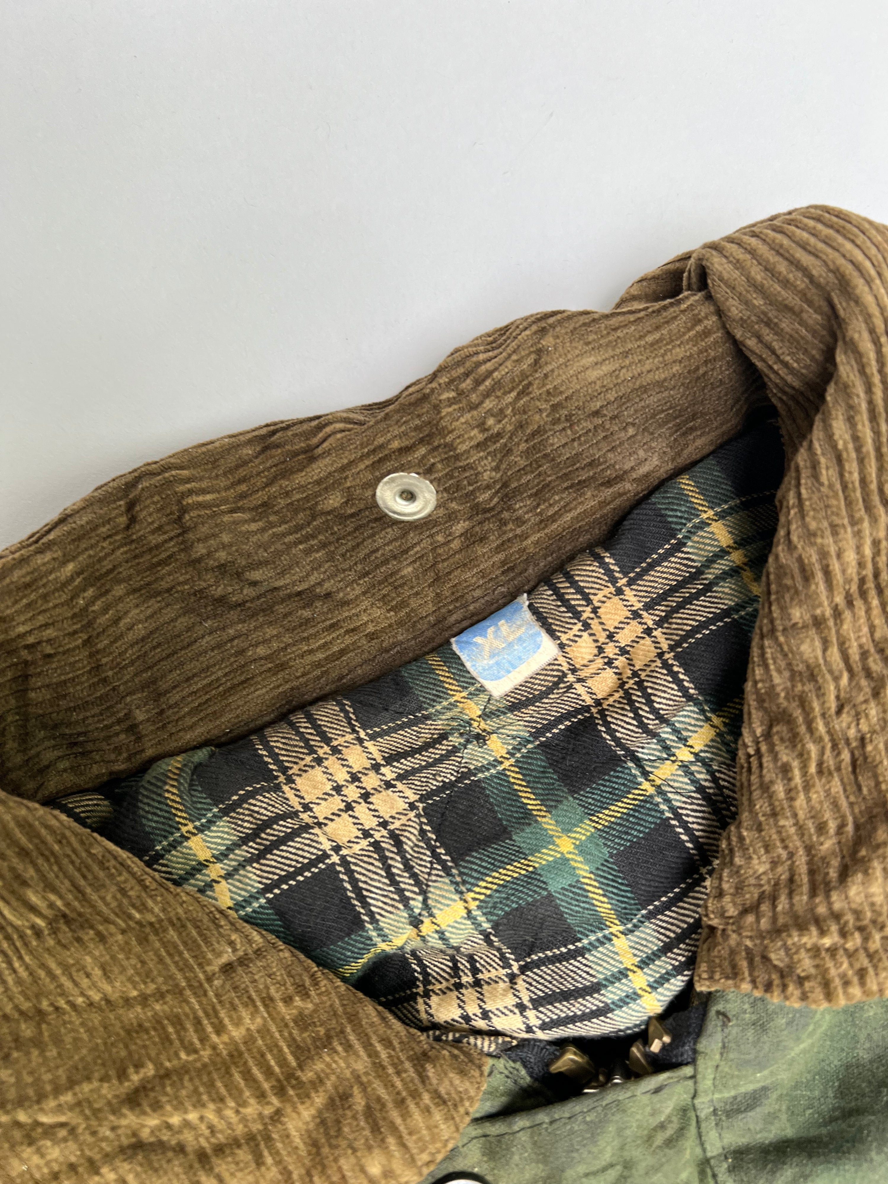 VINTAGE WAXED HUNTING PARKA JACKET GREEN - XL