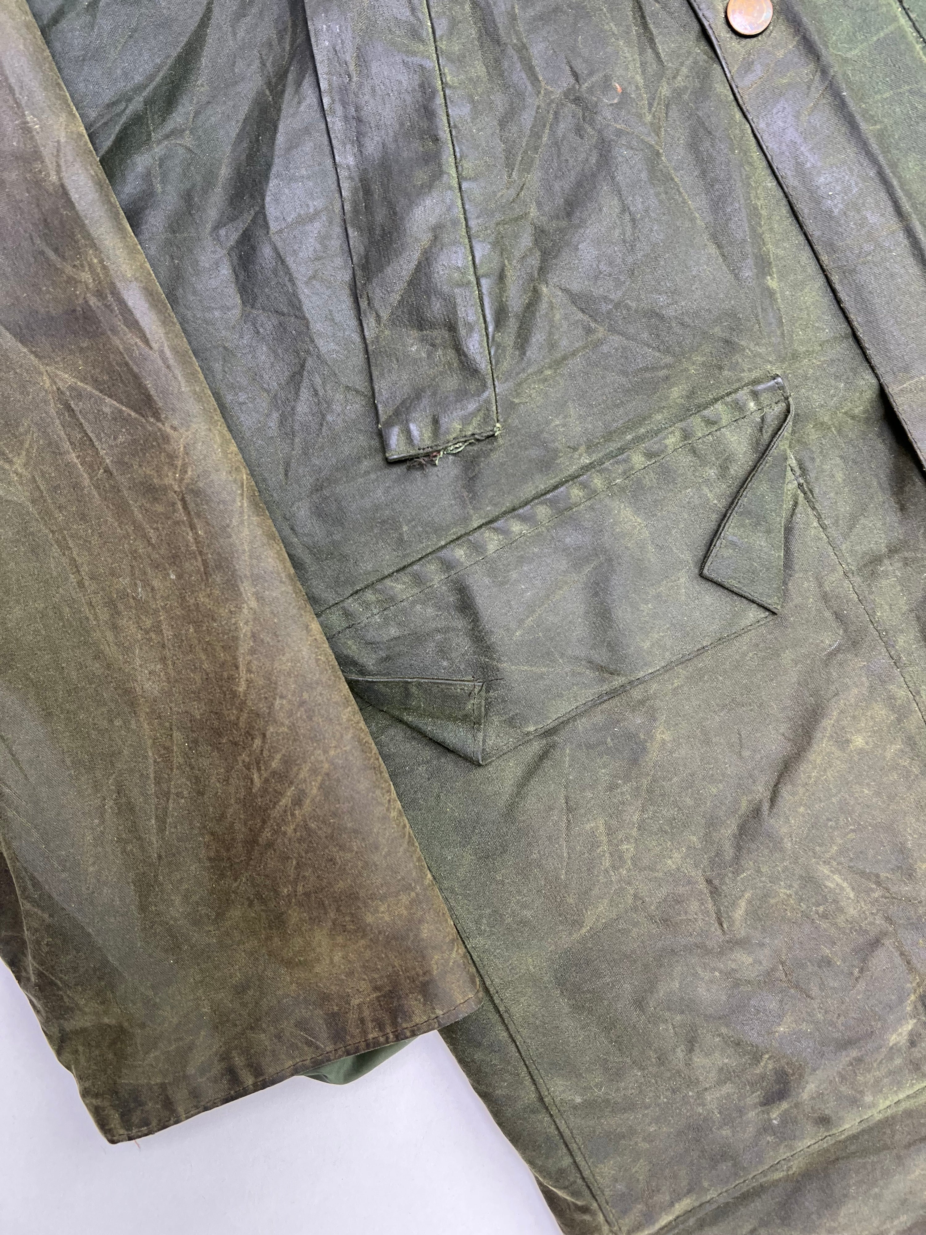 VINTAGE WAXED HUNTING PARKA JACKET GREEN - XL