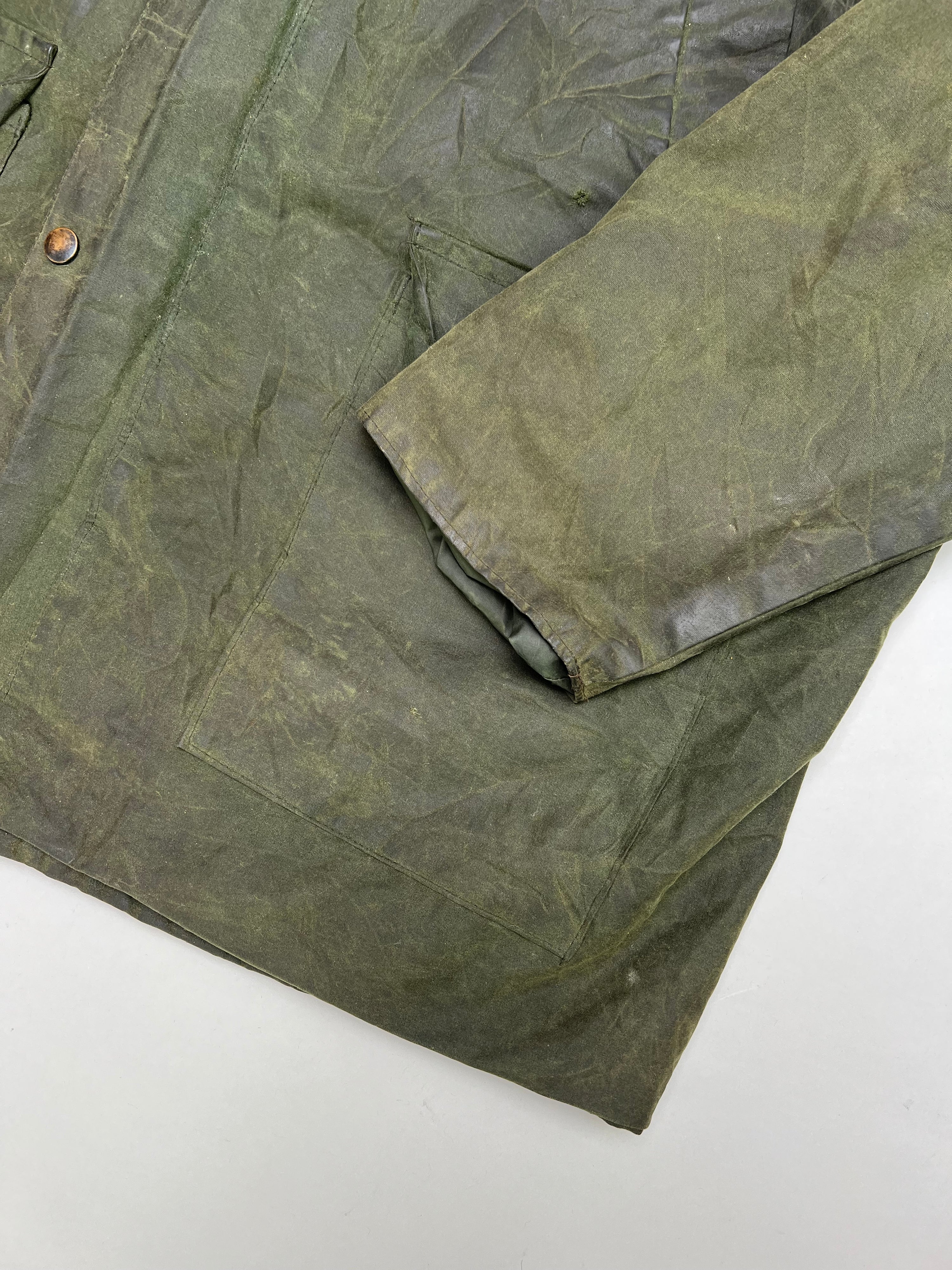 VINTAGE WAXED HUNTING PARKA JACKET GREEN - XL