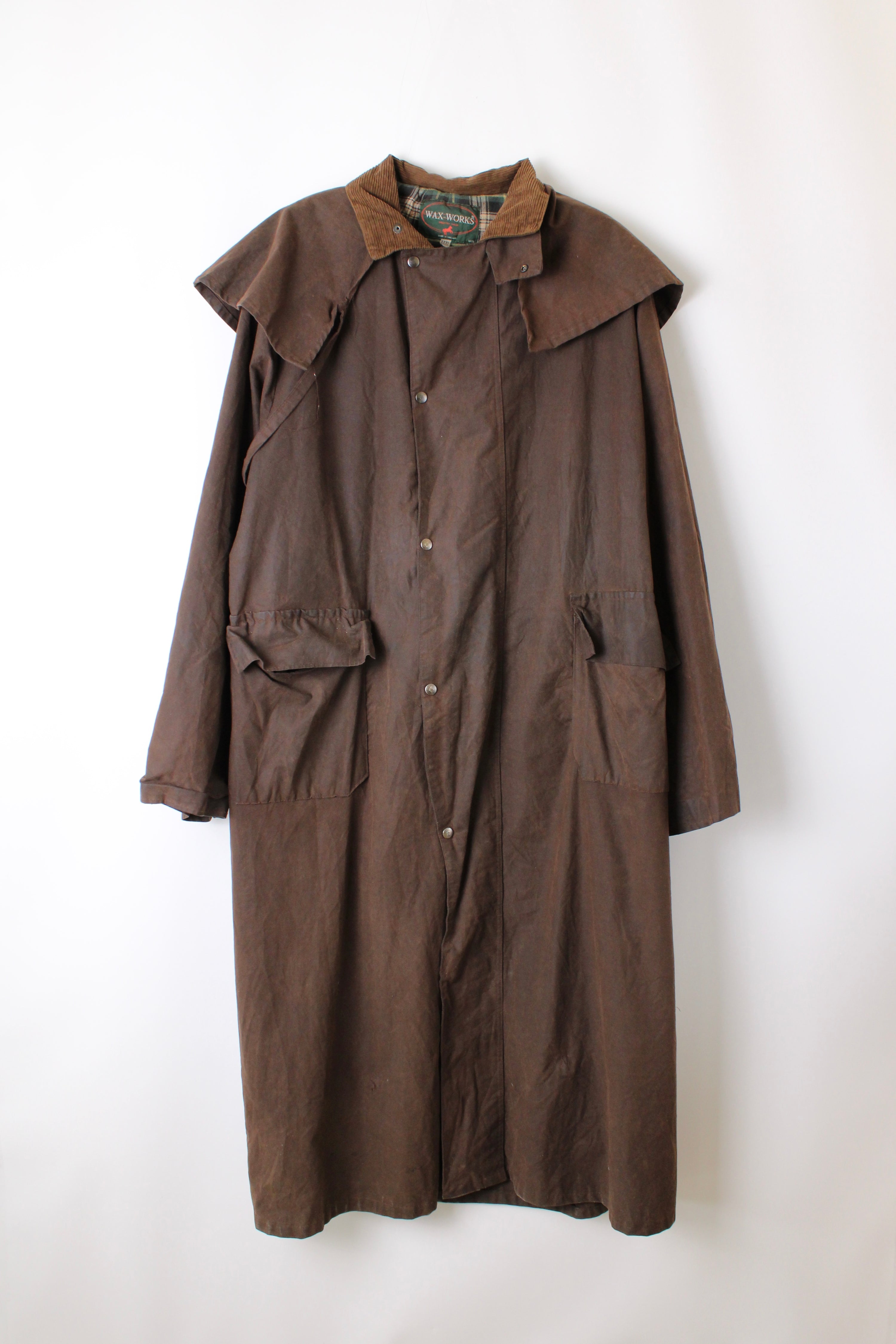 VINTAGE WAXED LONG PARKA JACKET BROWN - XXXL