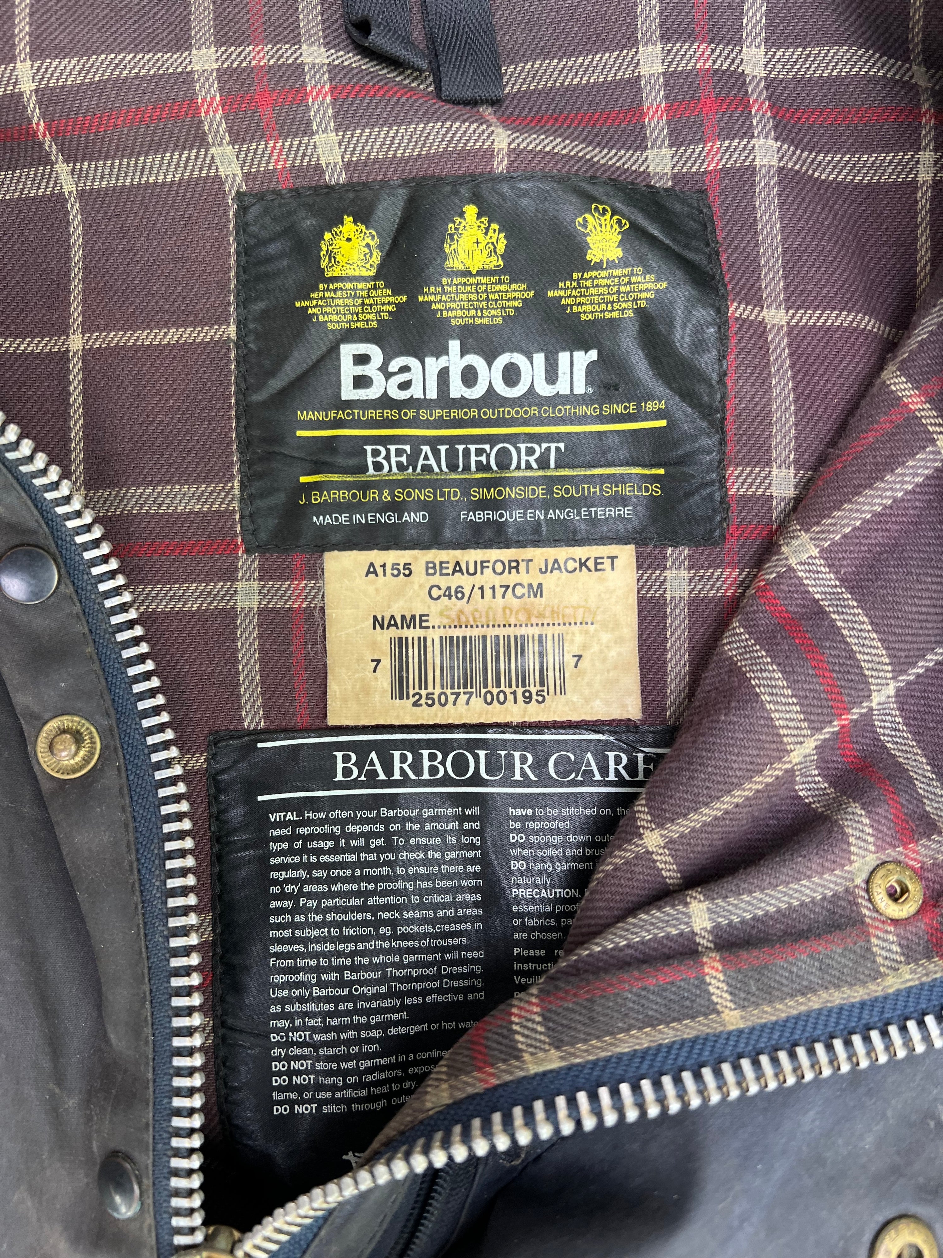 BARBOUR BEAUFORT WAXED JACKET BLUE - L/XL