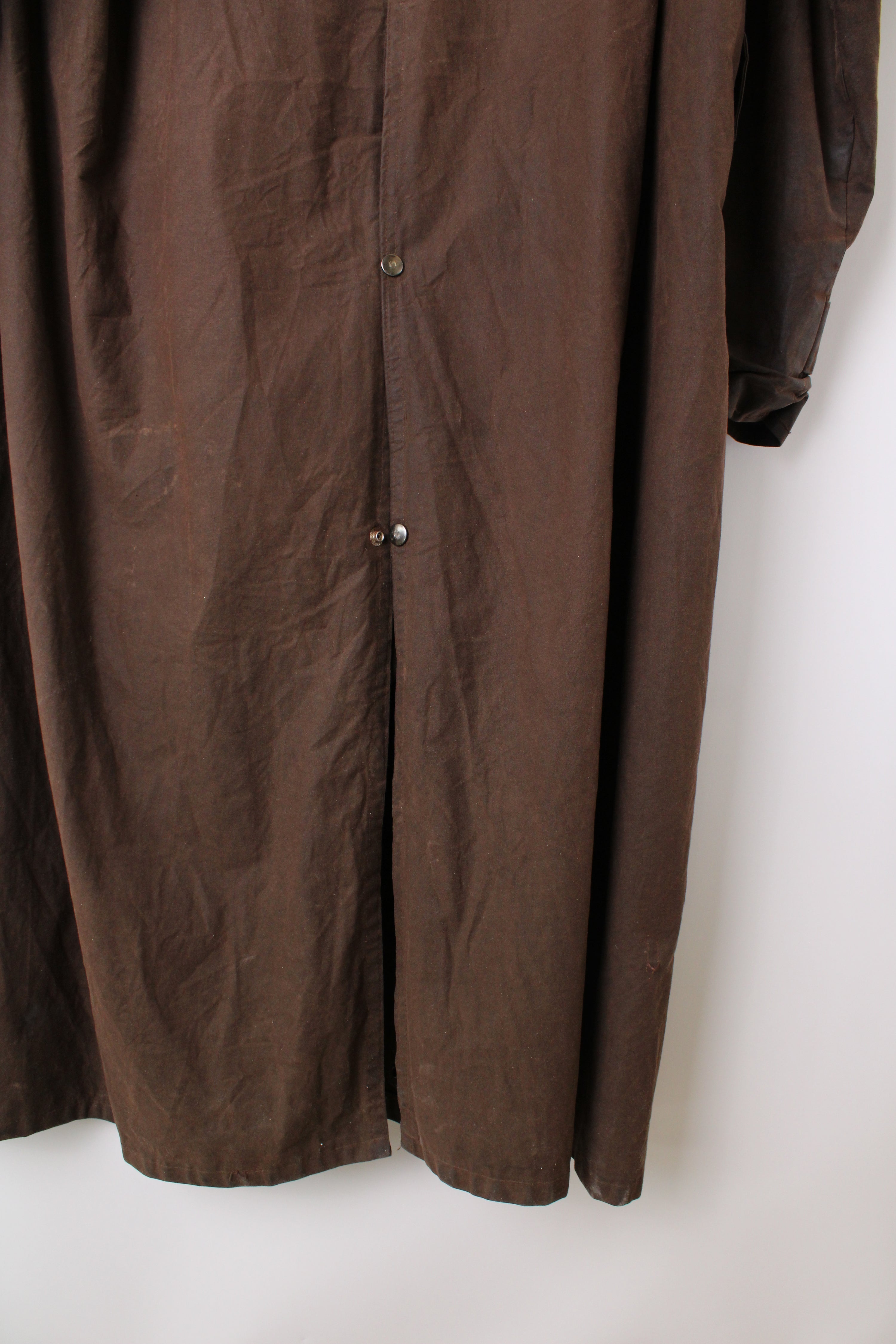 VINTAGE WAXED LONG PARKA JACKET BROWN - XXXL