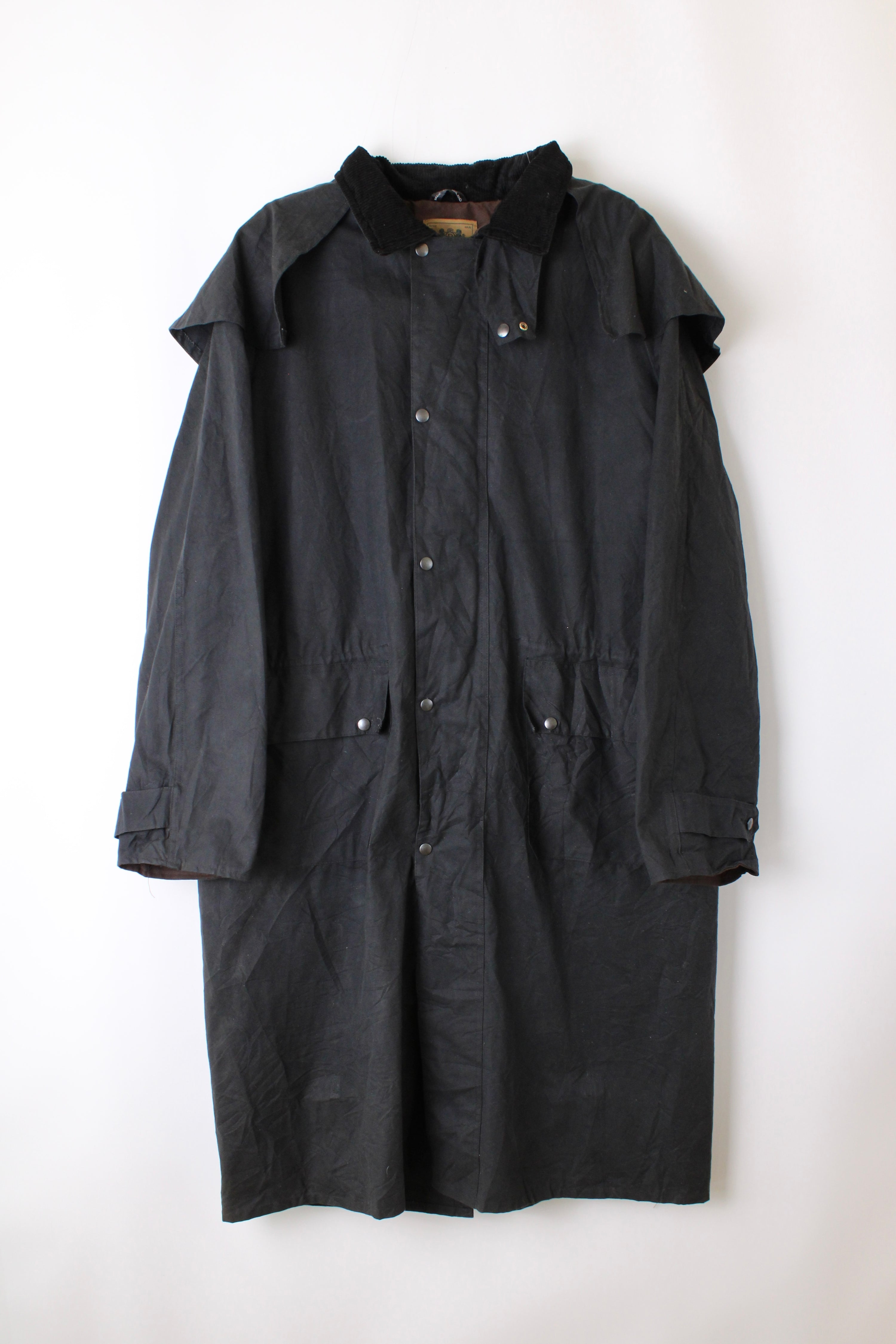 VINTAGE WAXED LONG PARKA JACKET BLUE - XXL